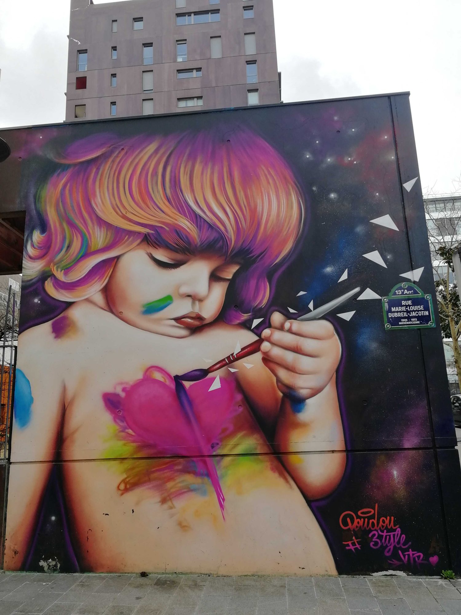 Child with Paintbrush by Doudou Style — Street art by Doudou style in Paris