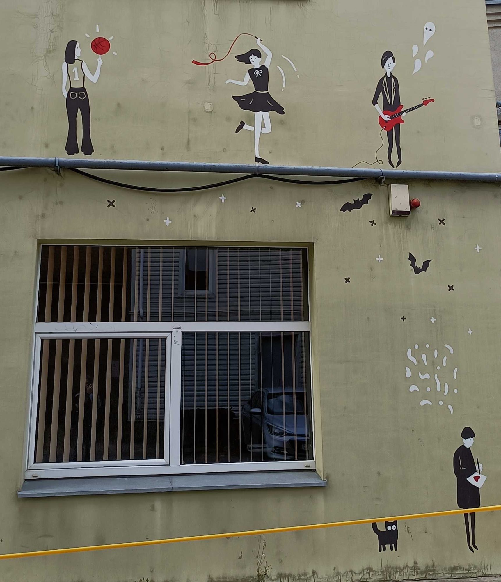 Small Silhouettes and a Black Cat — Street art by Eglė Narbutaitė in Vilnius
