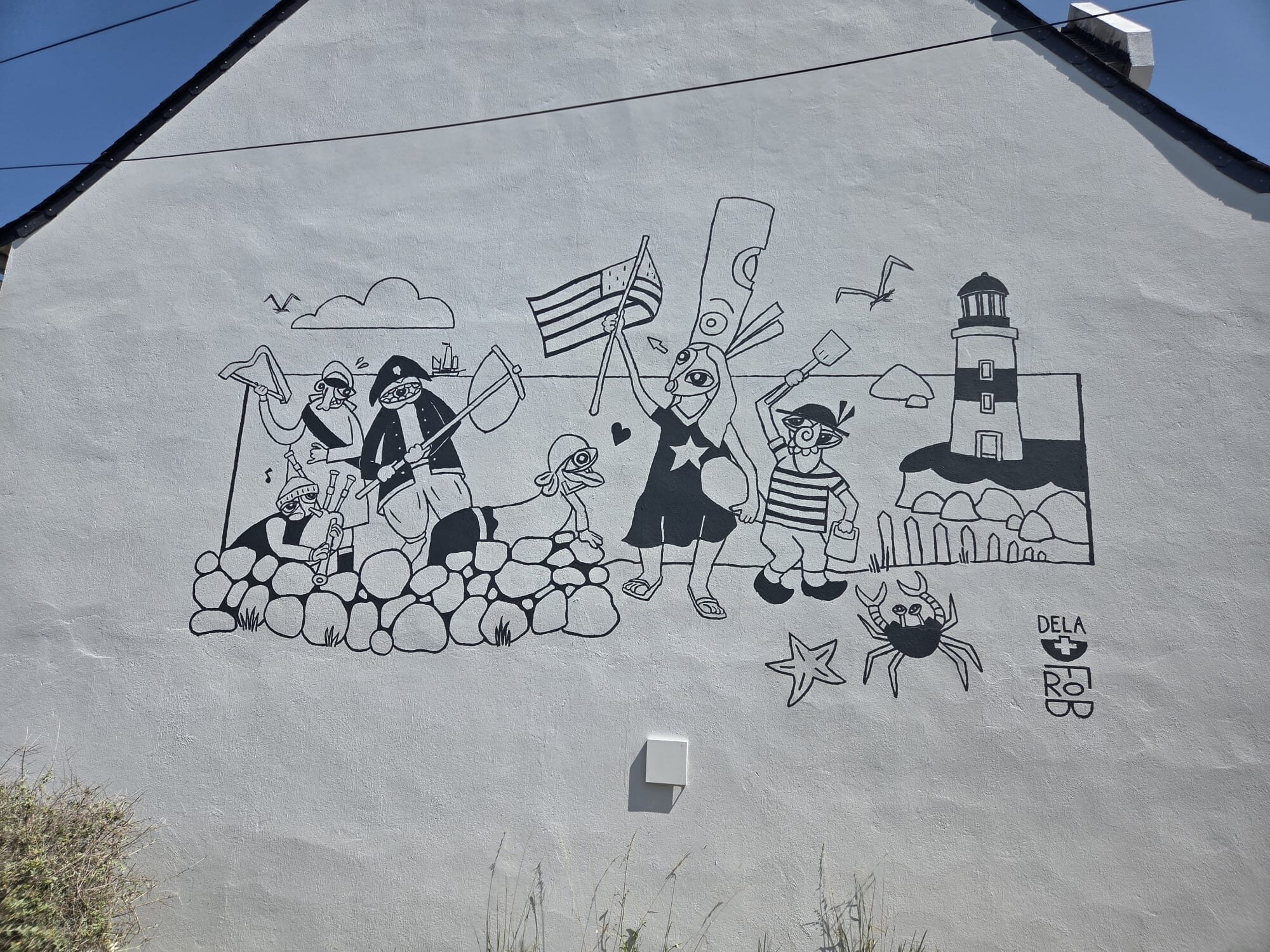 Ar Frankiz o reoliañ ar bobl, Liberty Leading the People — Street art by Frob in Crozon