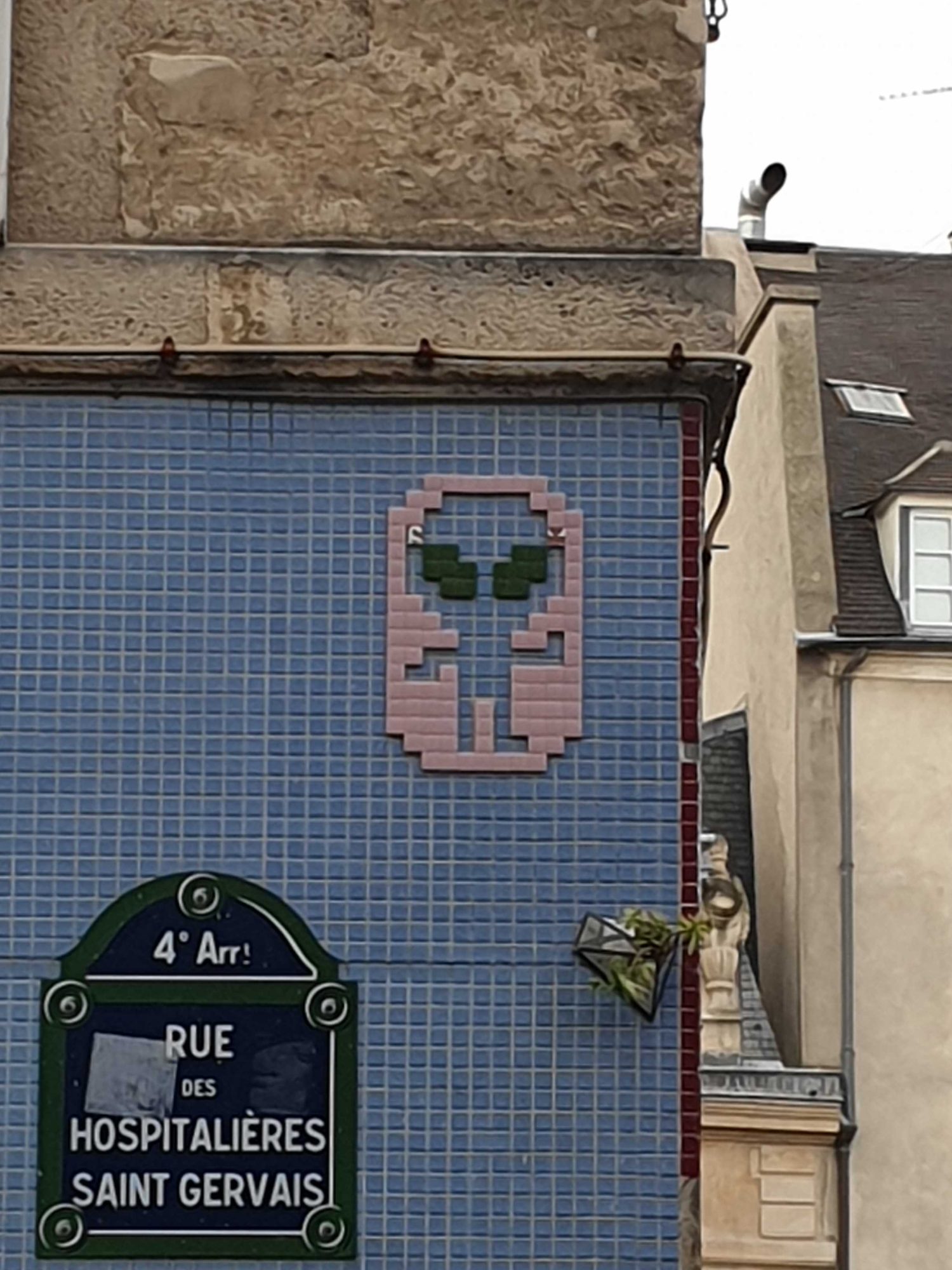 Mr Djoul Pink Skull — Street art by Mr Djoul in Paris