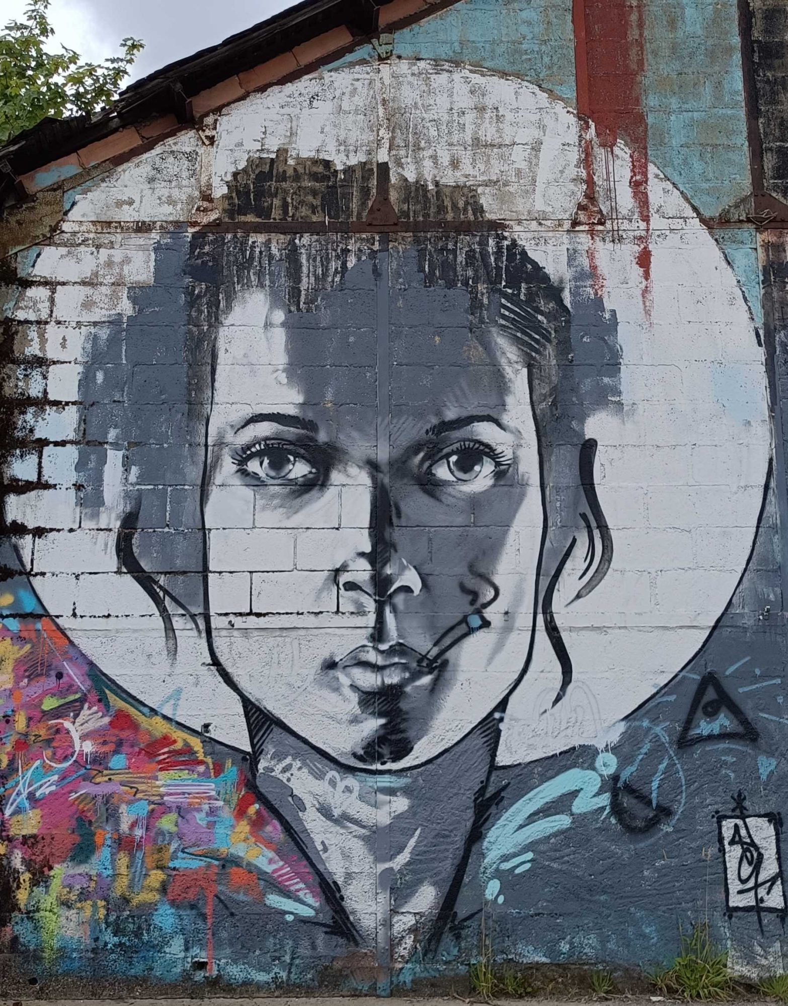 Grey Medallion Portrait by Jef — Street art by Jef in Redon