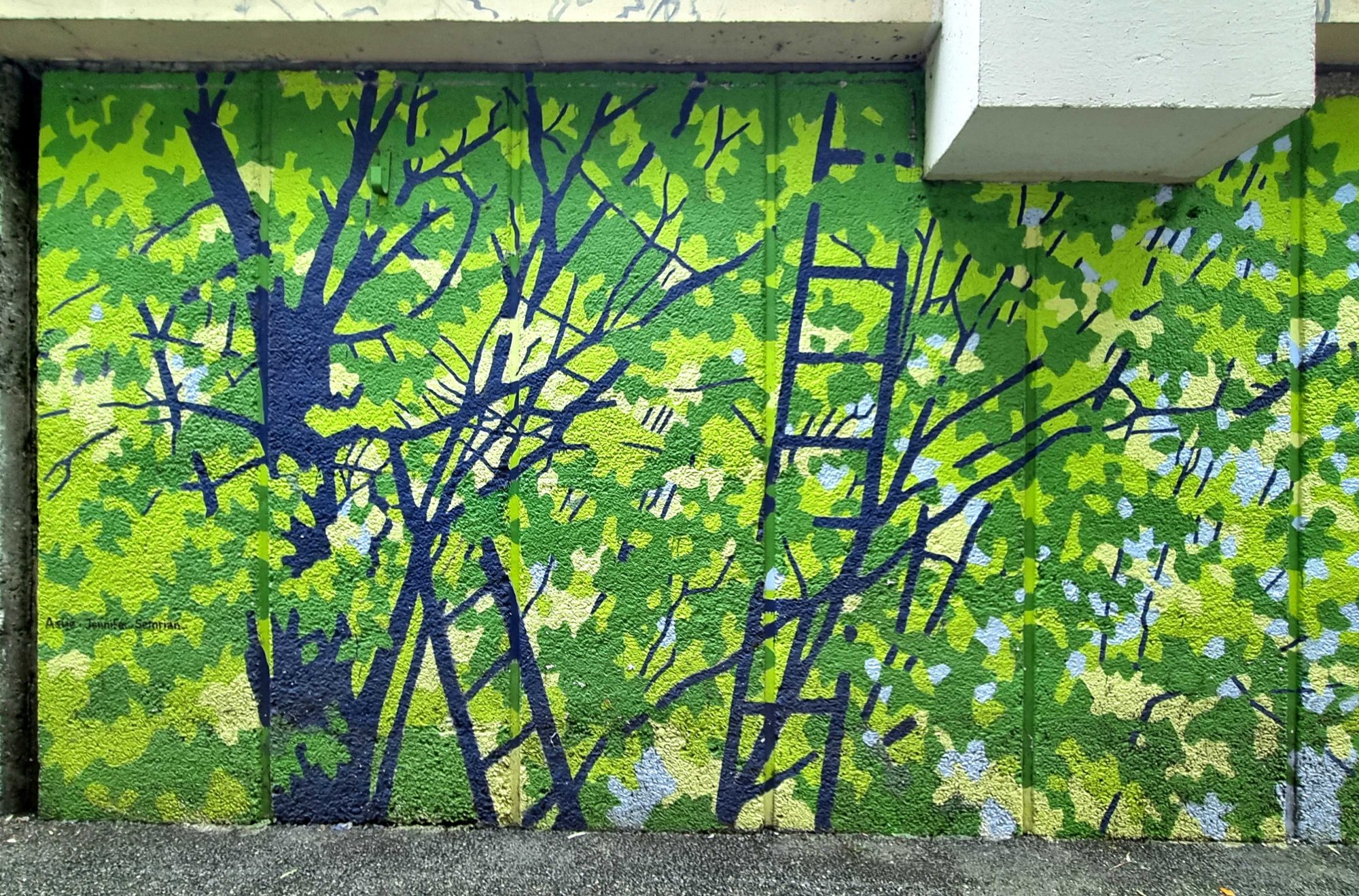 Tree Canopy in Green and Blue — Street art in Grenoble