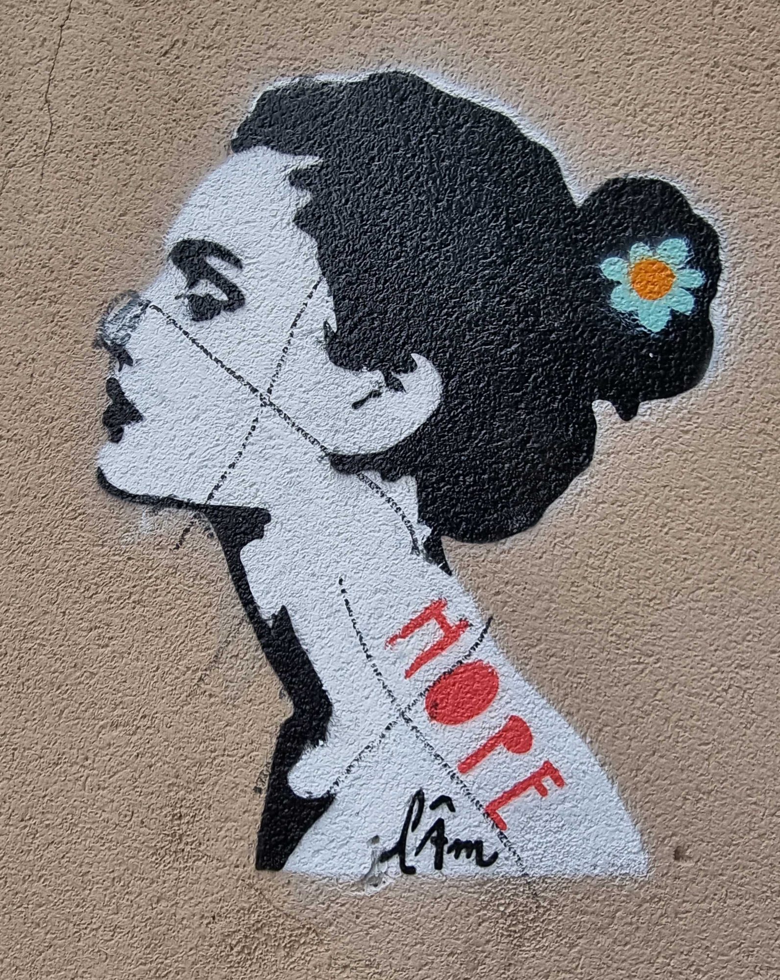 Female Portrait with Message of Hope — Street art in Clermont-Ferrand