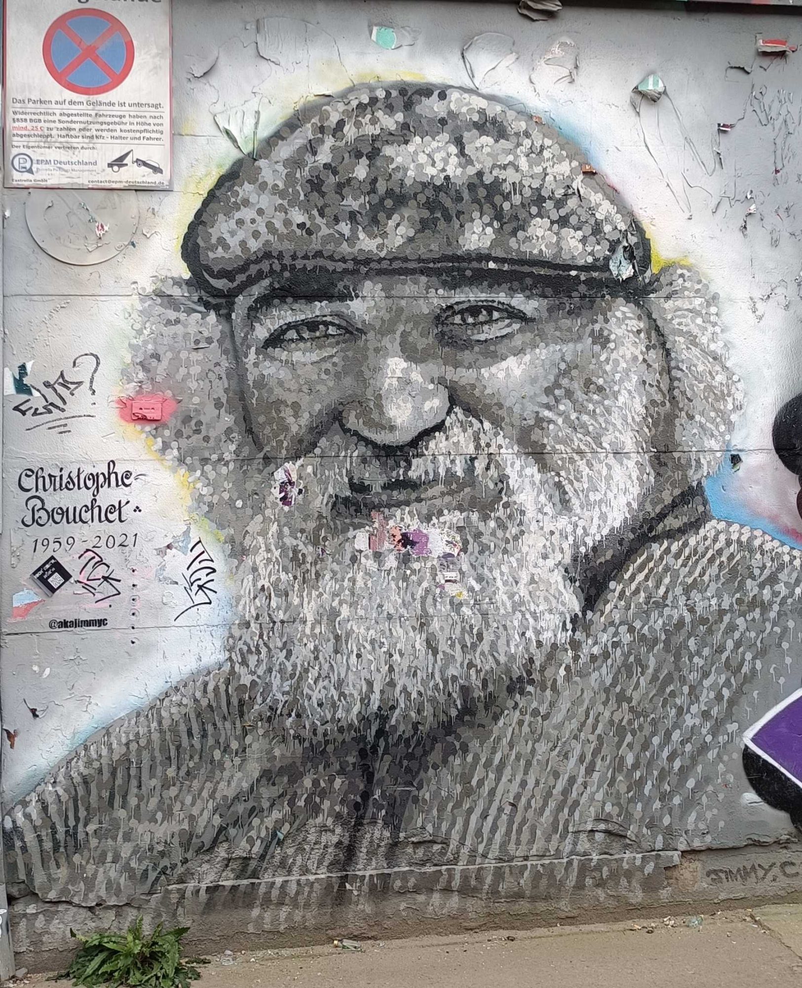Tribute to Christophe Bouchet by Jimmy C — Street art by James Cochran (Jimmy C) in Berlin