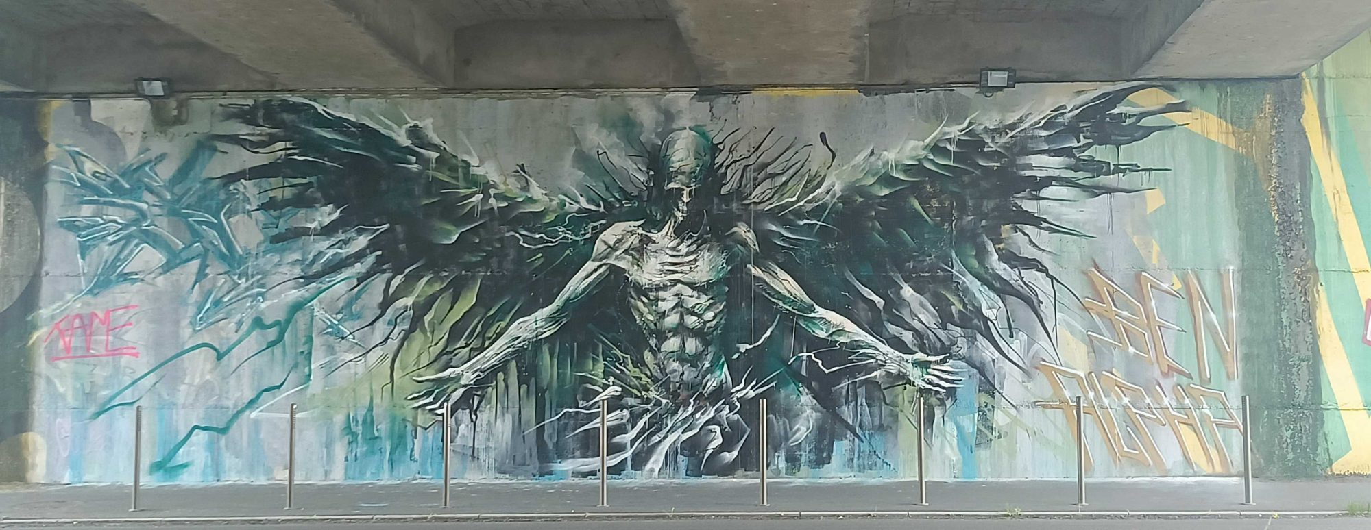 Dark Angel with Spread Wings by Ben Alpha — Street art by Ben Alpha in Nantes