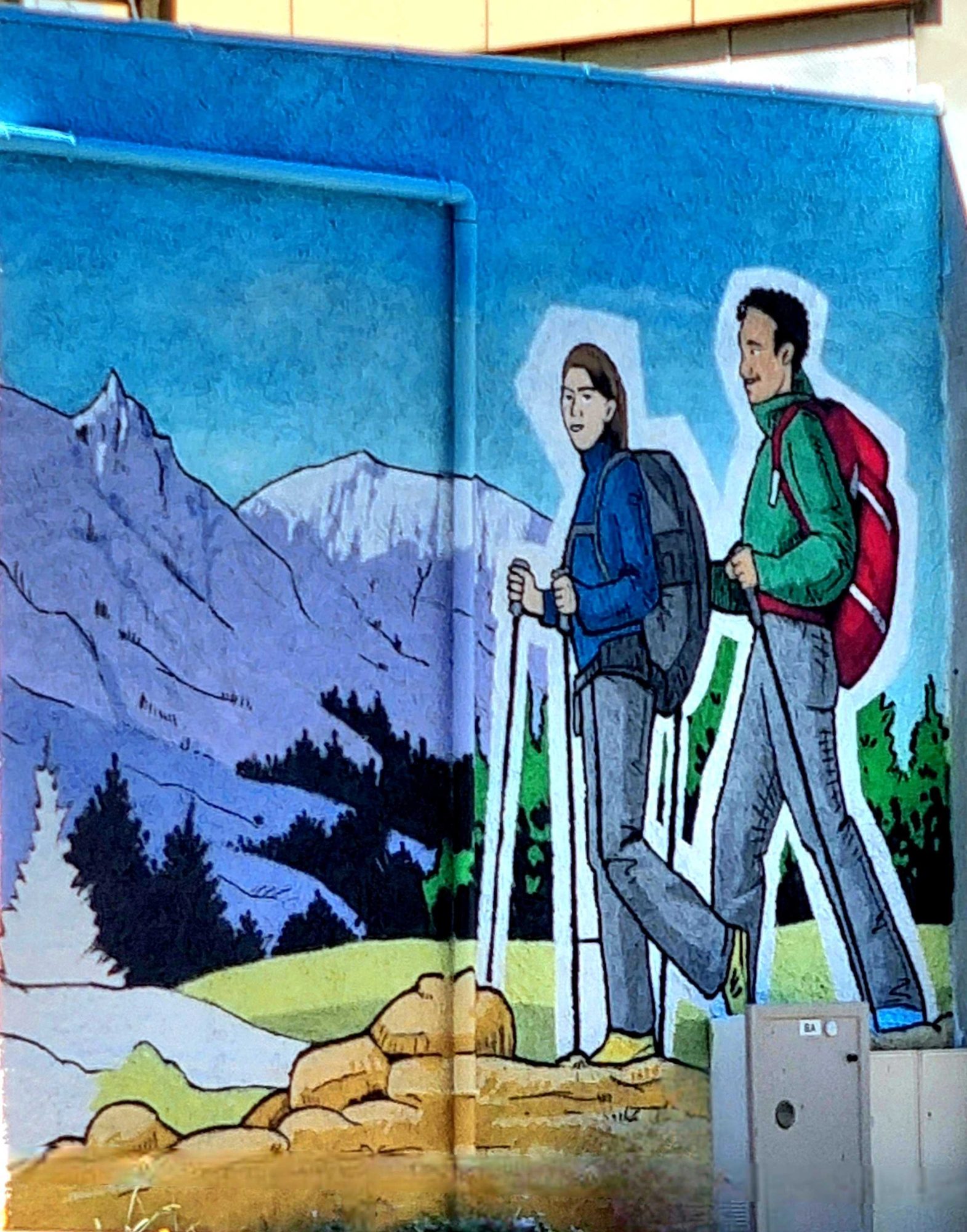Randonneurs à la montagne — Street art à Mont-Dore