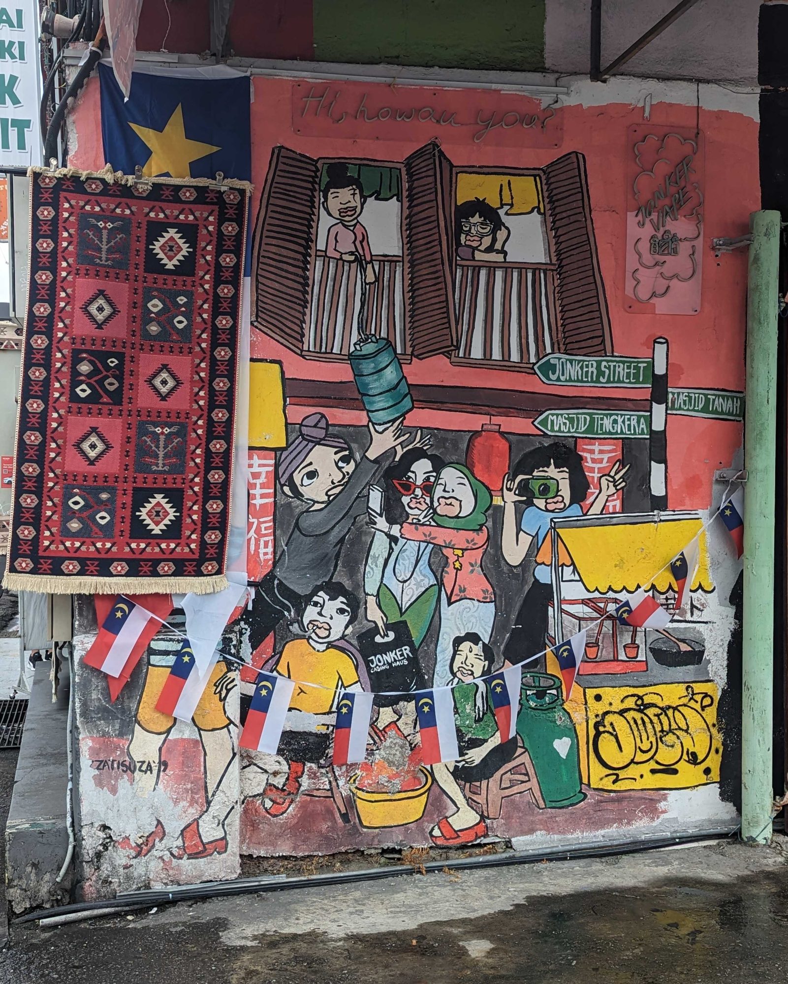 Fresque urbaine multiculturelle — Street art à Melaka