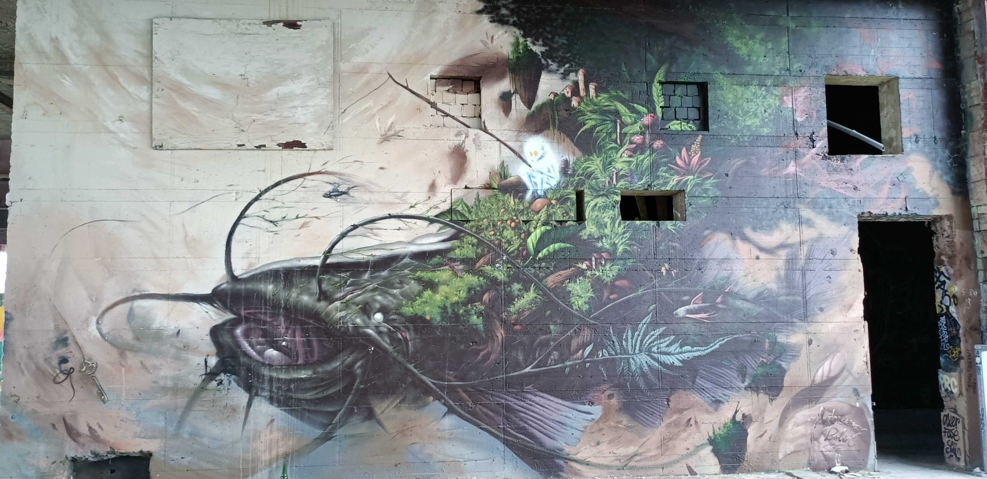 Tête d'insecte végétale, Writers Corner Berlin — Street art à Berlin