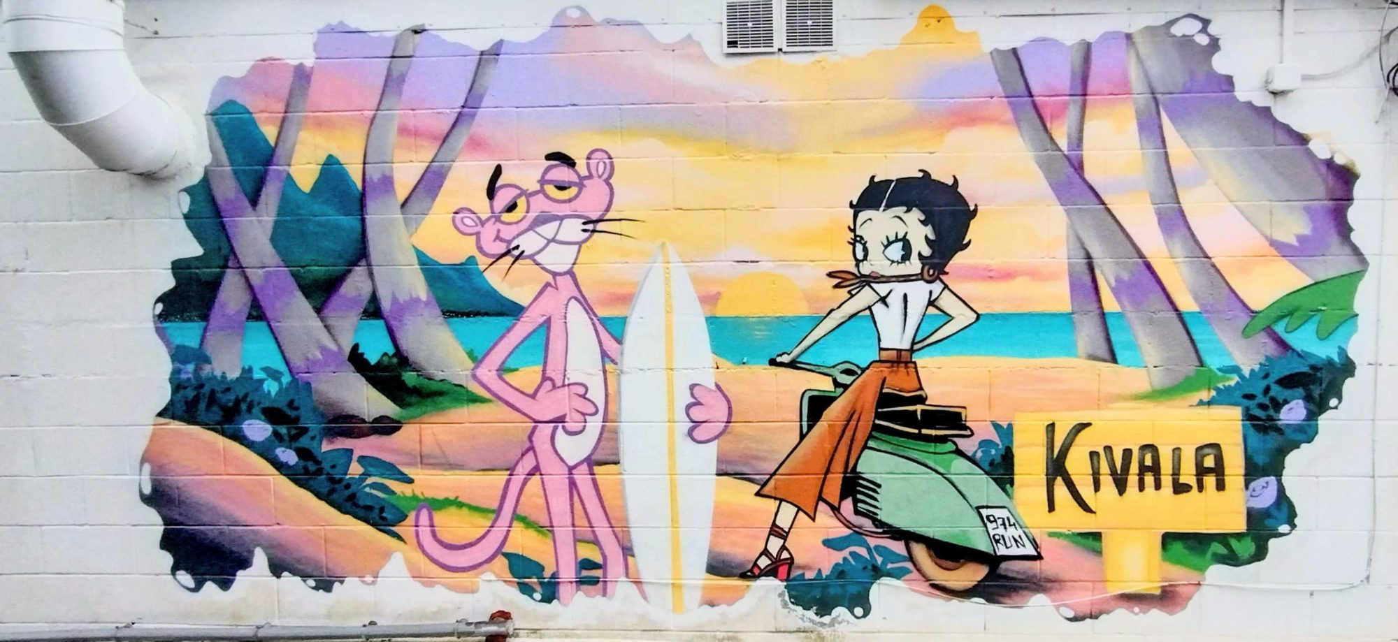 Retro Tropical Characters — Street art in Saint-Paul