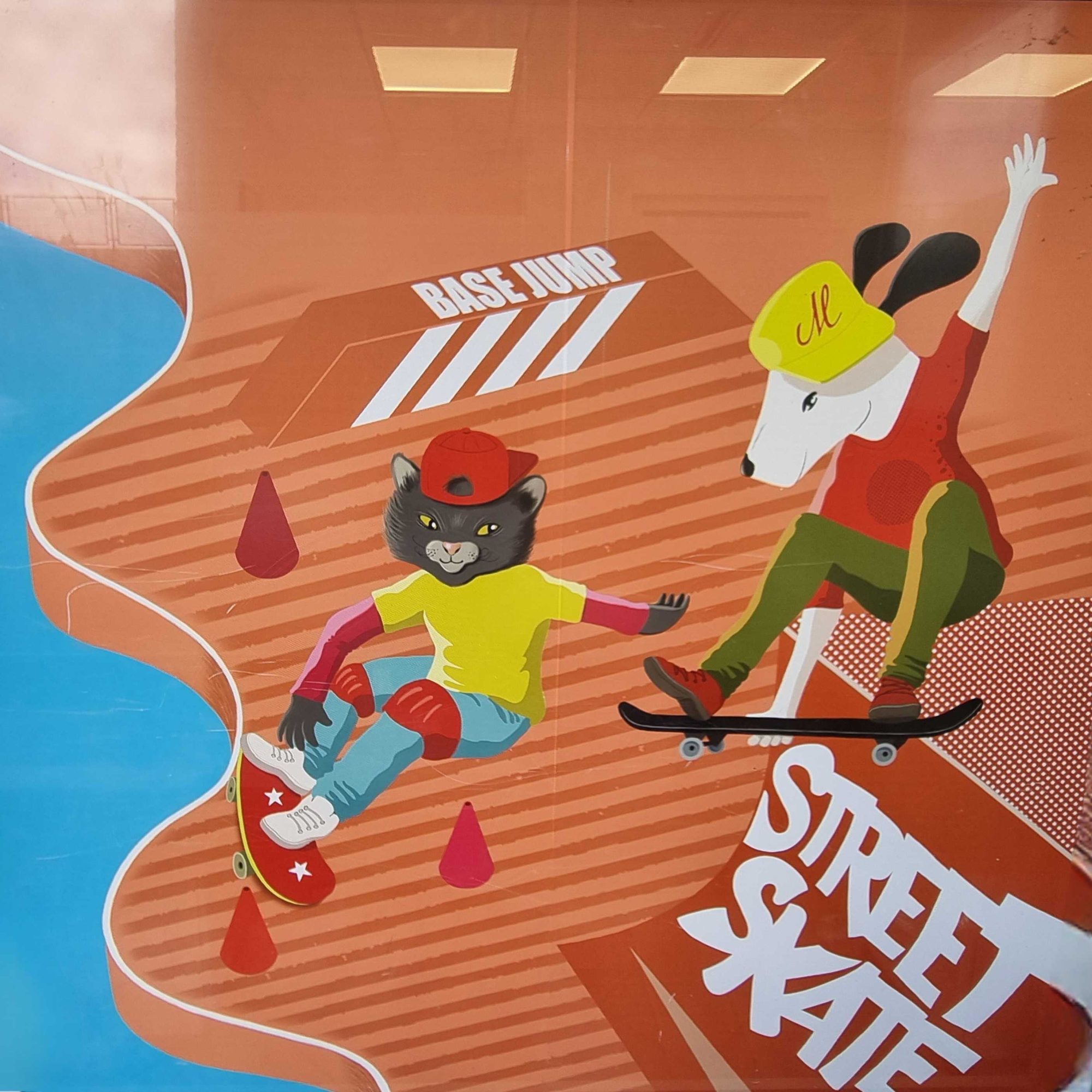 Mural enfants action sports skate-roller — Street art à Clermont-Ferrand