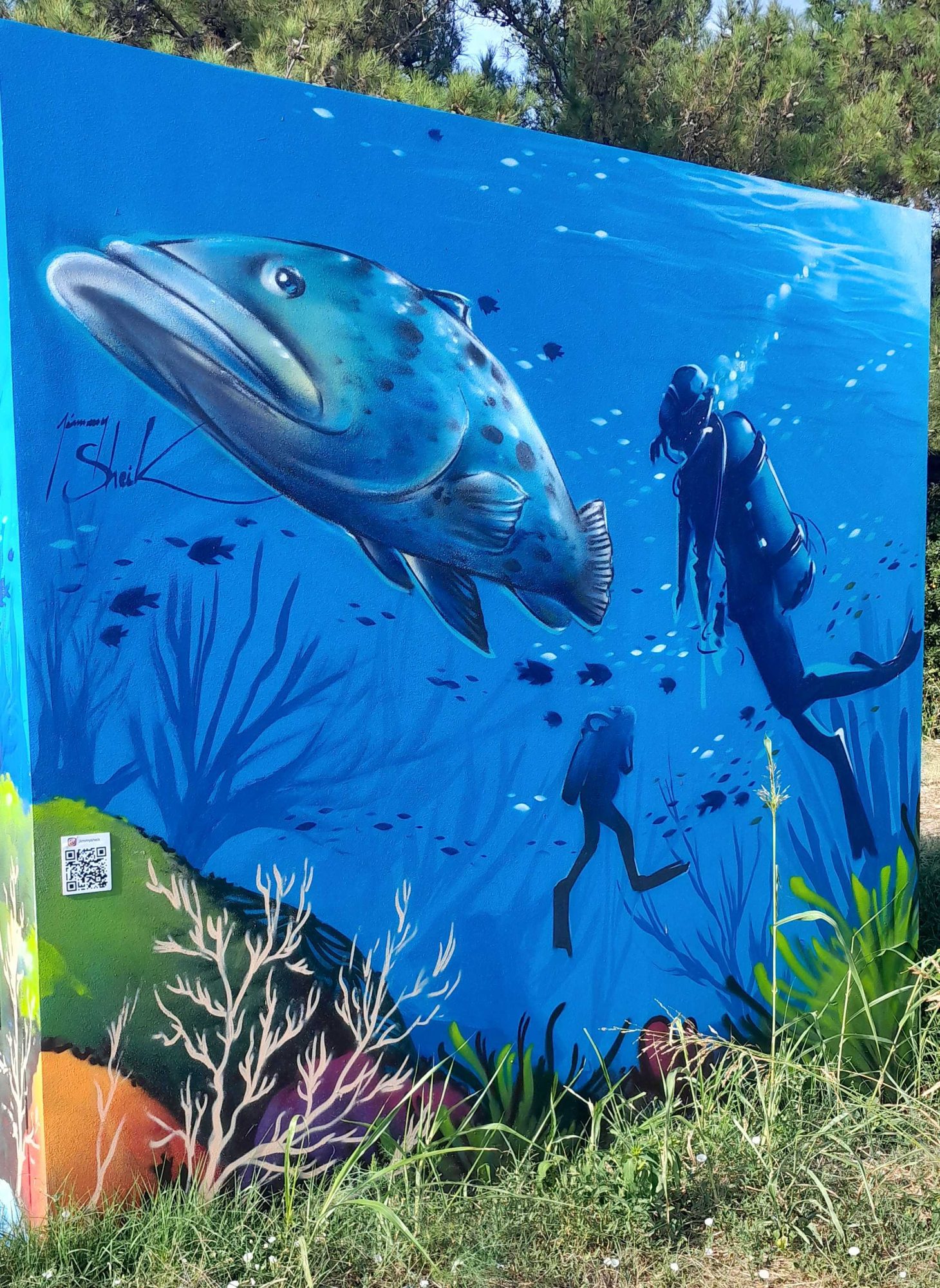 Le mérou et les plongeurs — Street art à Sausset-les-Pins