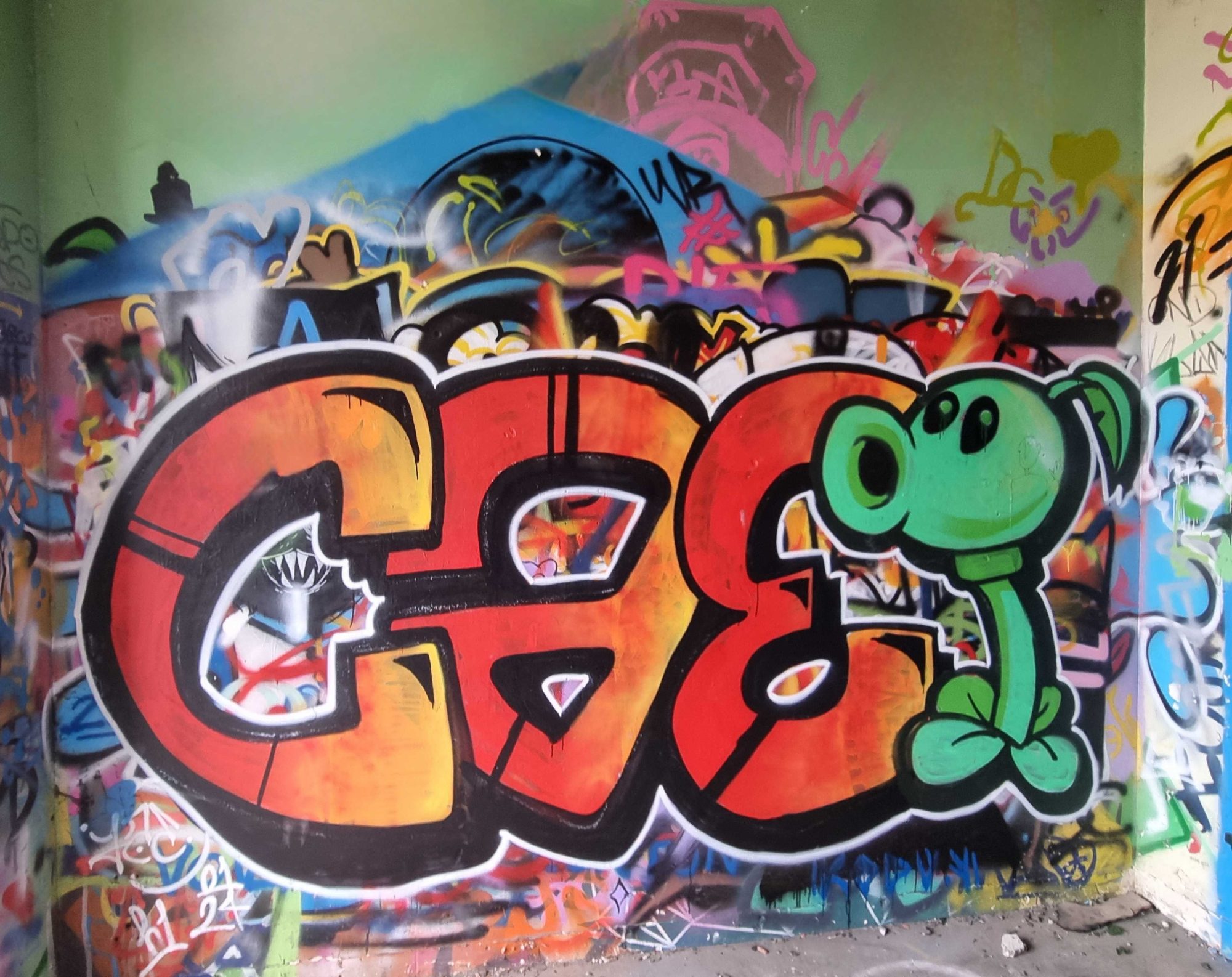 CBS and the Green Creature — Street art in Grenoble
