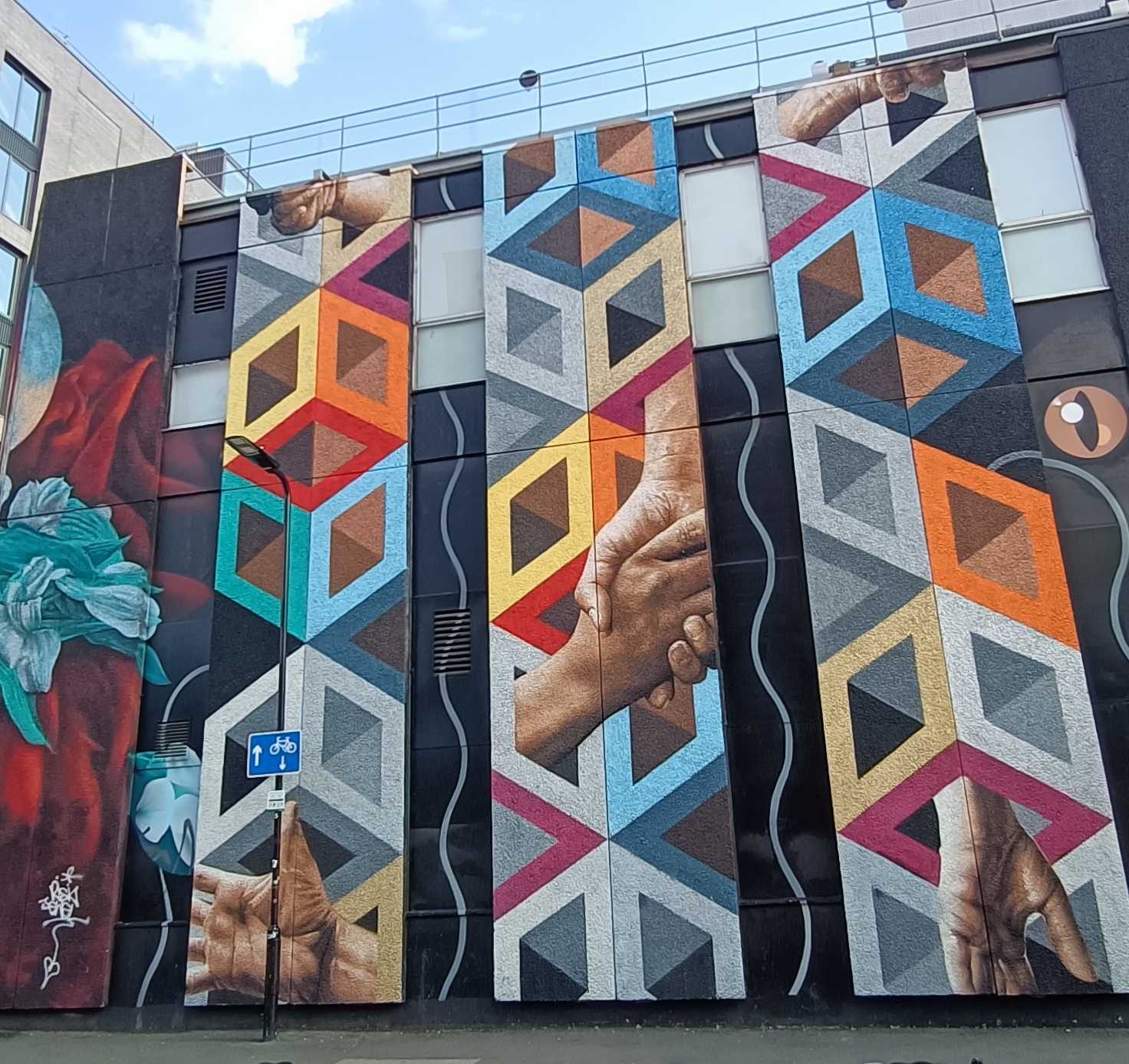 Hands and Geometry — Street art by Best Ever, Ninth Seal in London