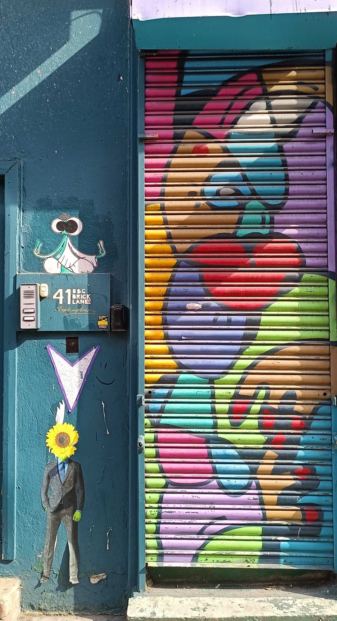 Volet arc-en-ciel fleuri — Street art à London