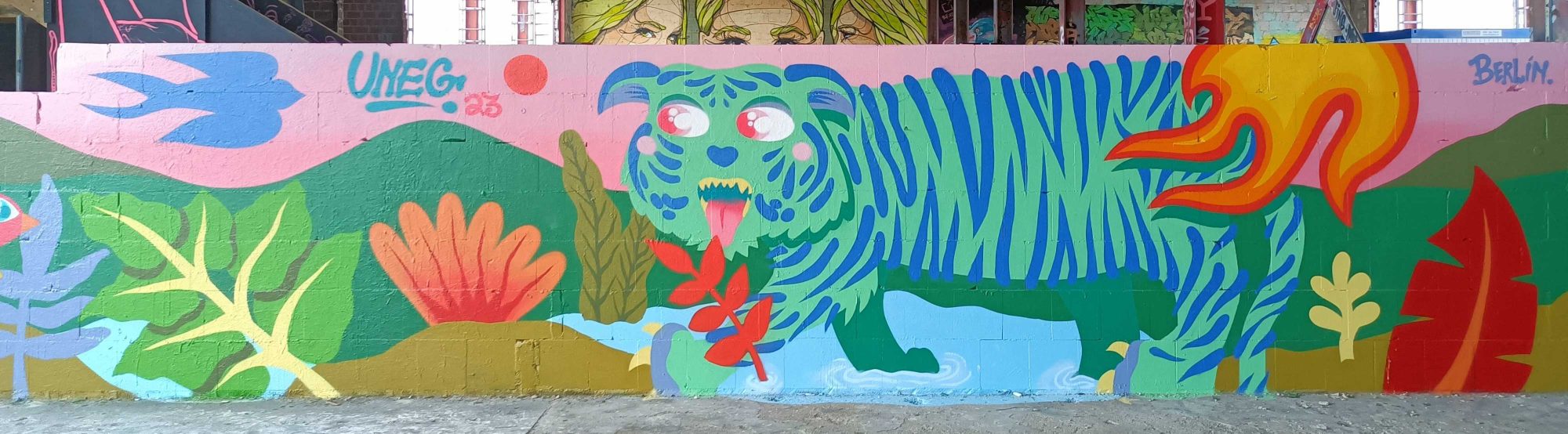 Green Tiger in Tropical Jungle by Uneg — Street art by Uneg in Berlin