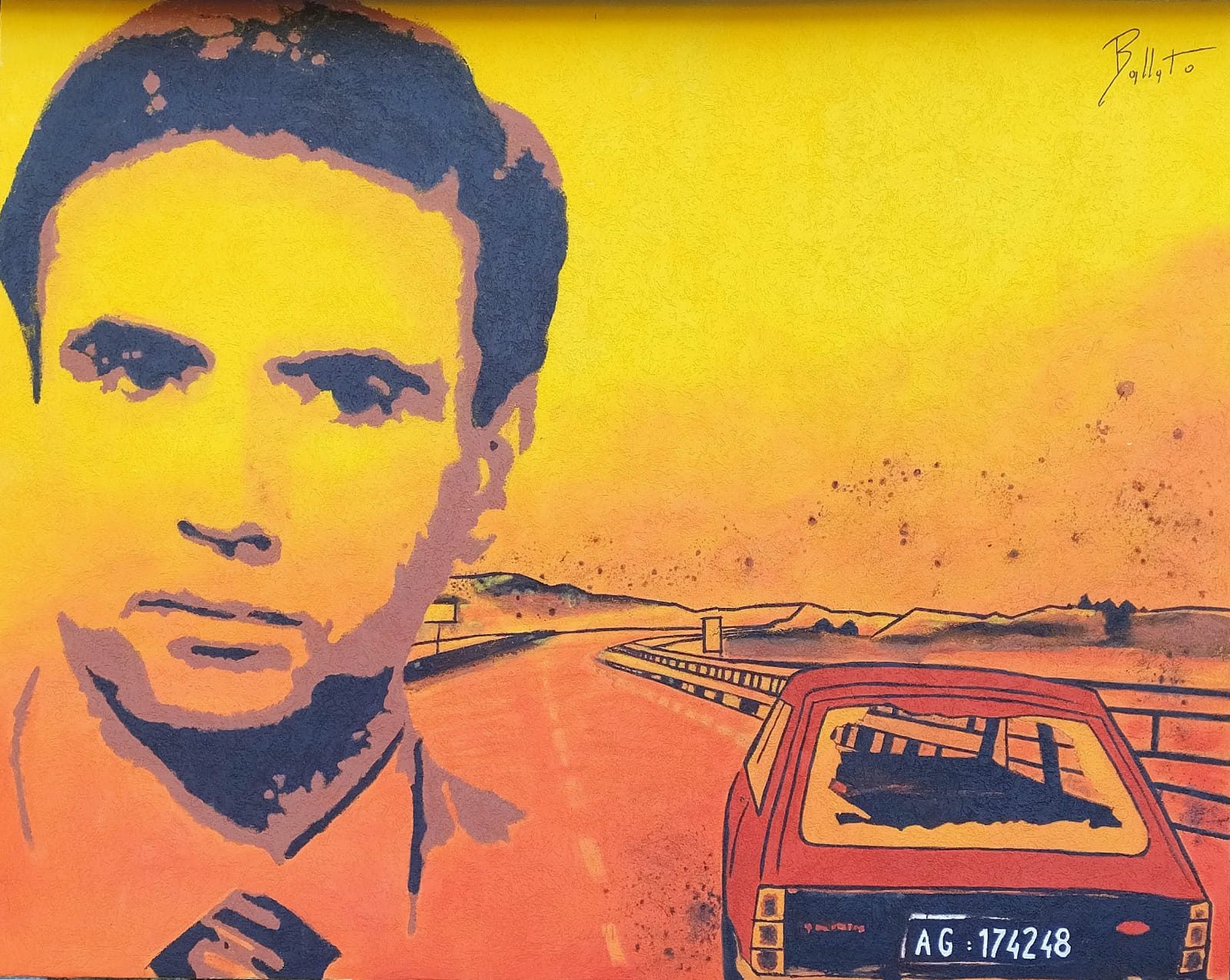 The Road of Sacrifice: Livatino — Street art by Vittorio Ballato in Sant'Angelo di Brolo