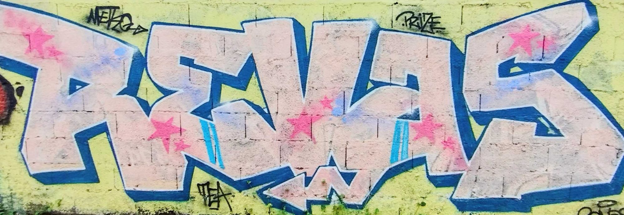 Blue and White Graffiti — Street art in Saint-Paul