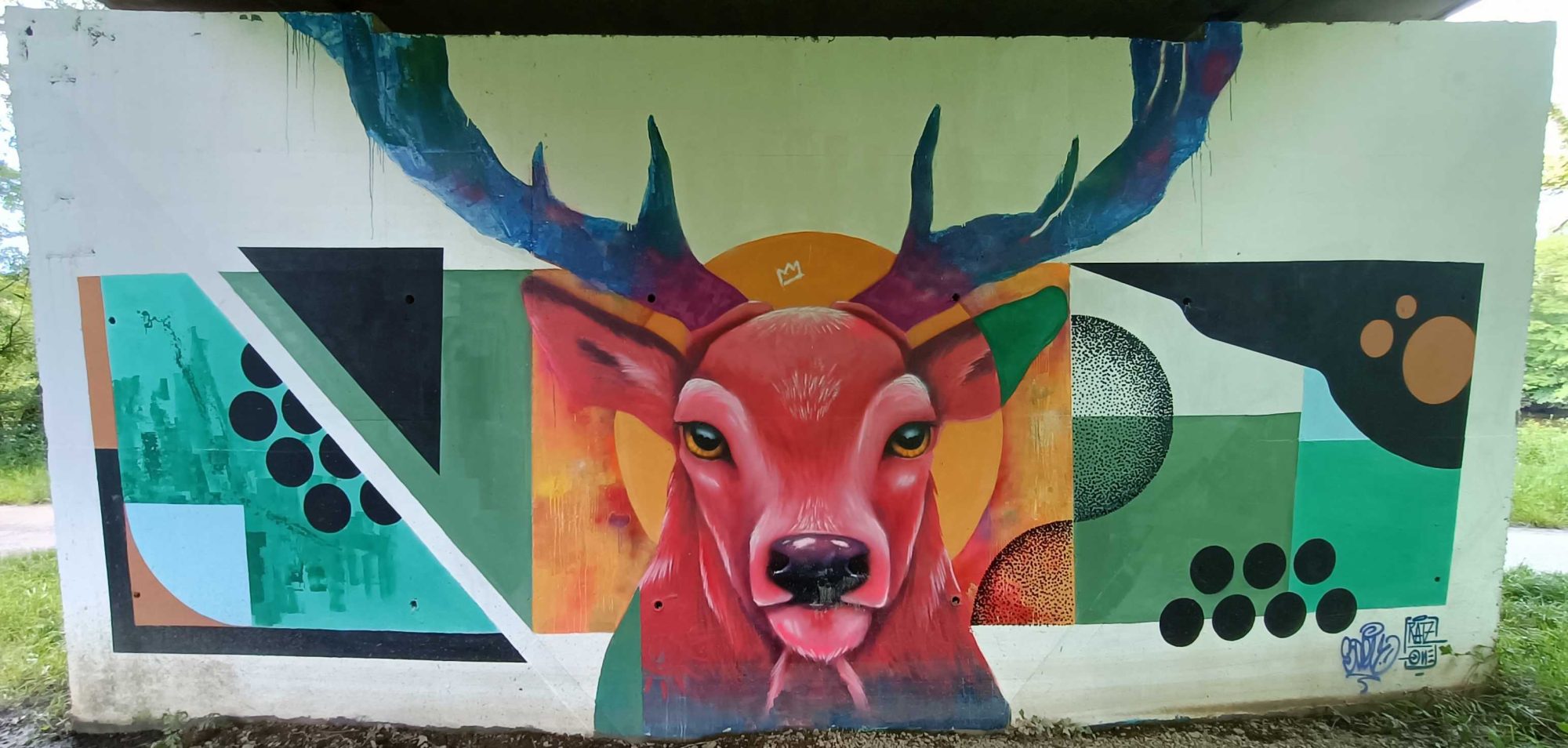 Red Deer Head — Street art by Ratz One in Rezé