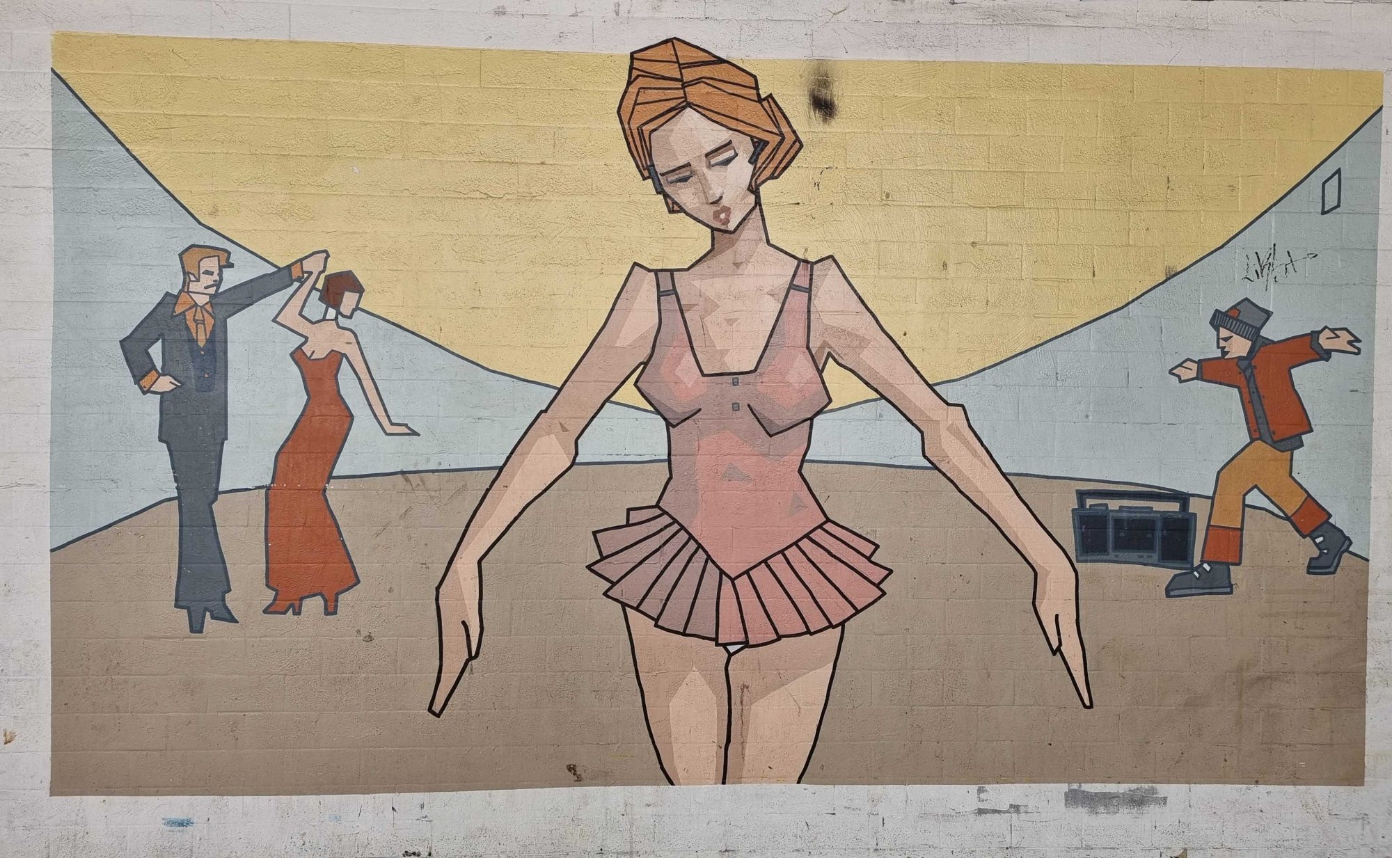 Trio of Dancers in Various Styles — Street art in Strasbourg