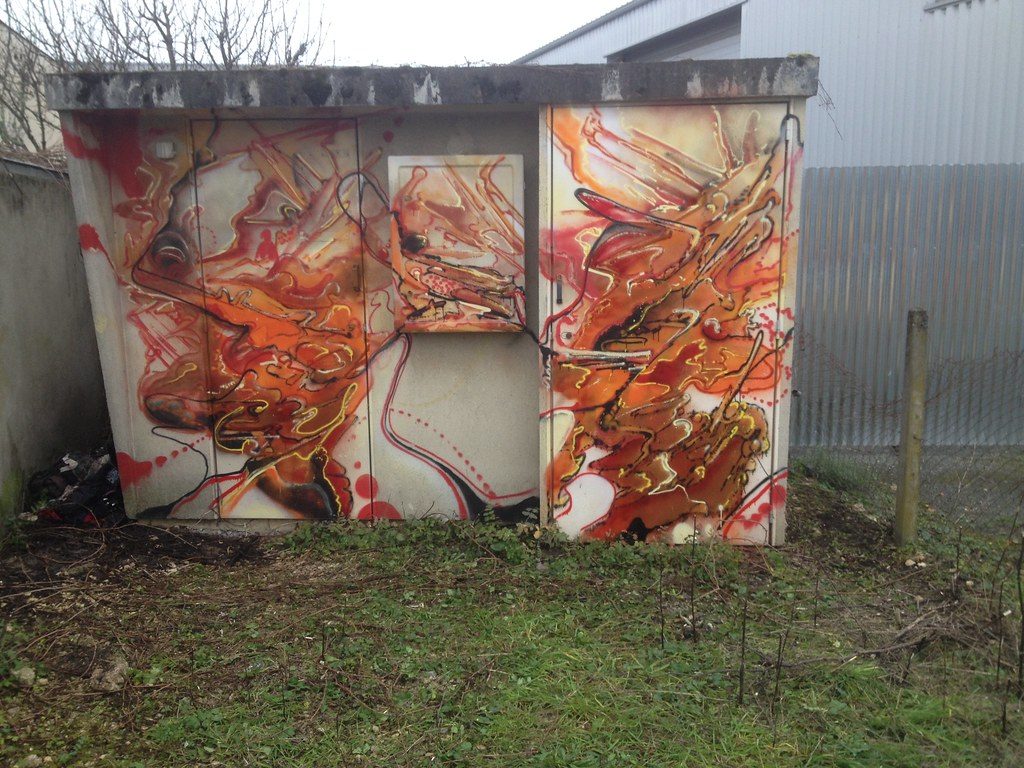 Abstract Orange Flames — Street art in Périgueux