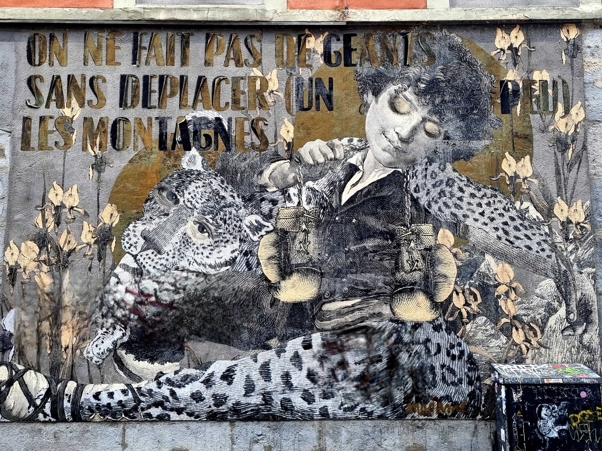 No Giants without Moving Mountains — Street art by Madame in Grenoble
