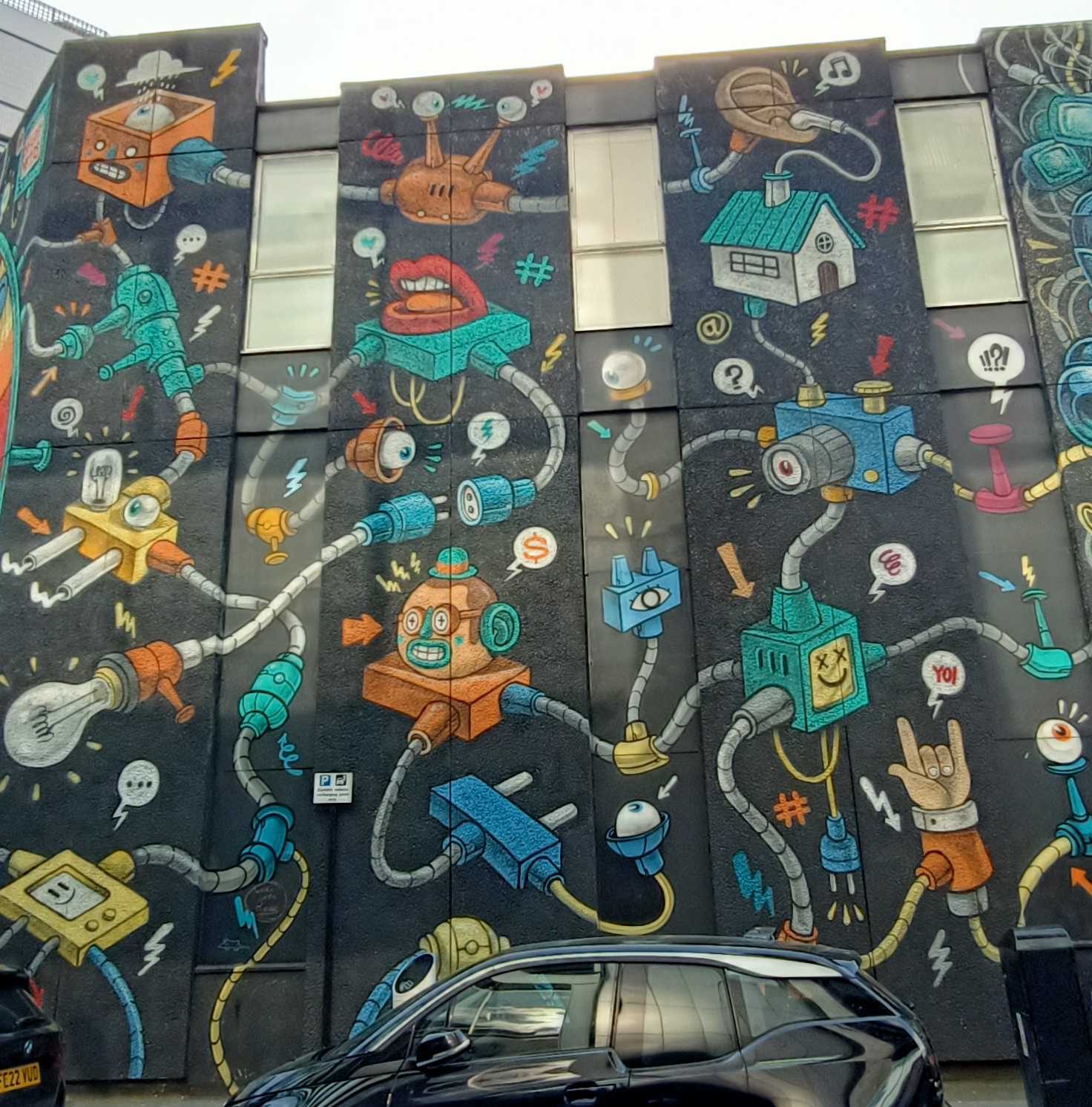 Network of Connected Robots — Street art by Captain Kris in London