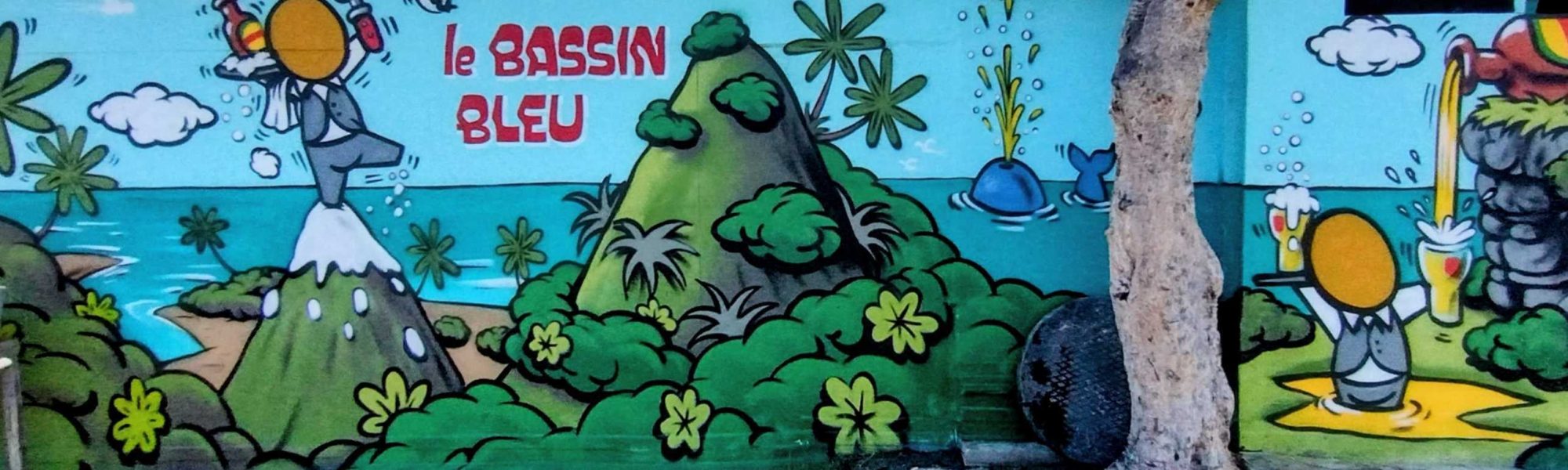 Mountain Creature and Flowers — Street art by Jace in Saint-Denis