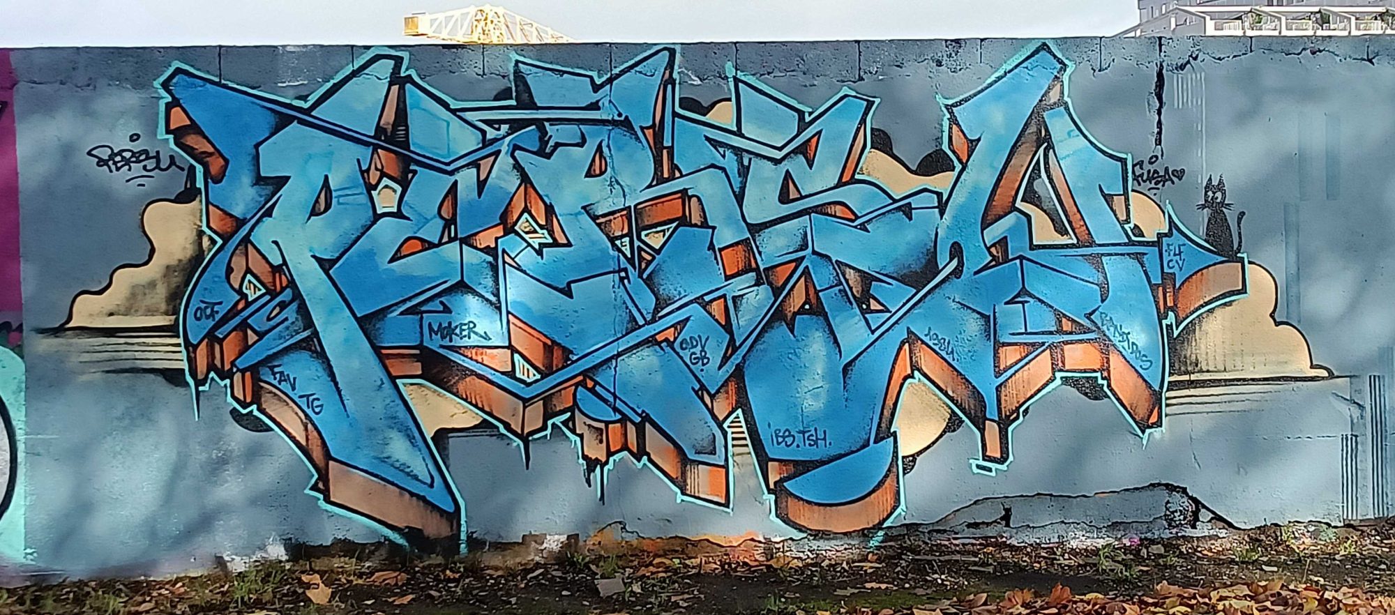 Pale Blue Wildstyle — Street art by Persu in Nantes