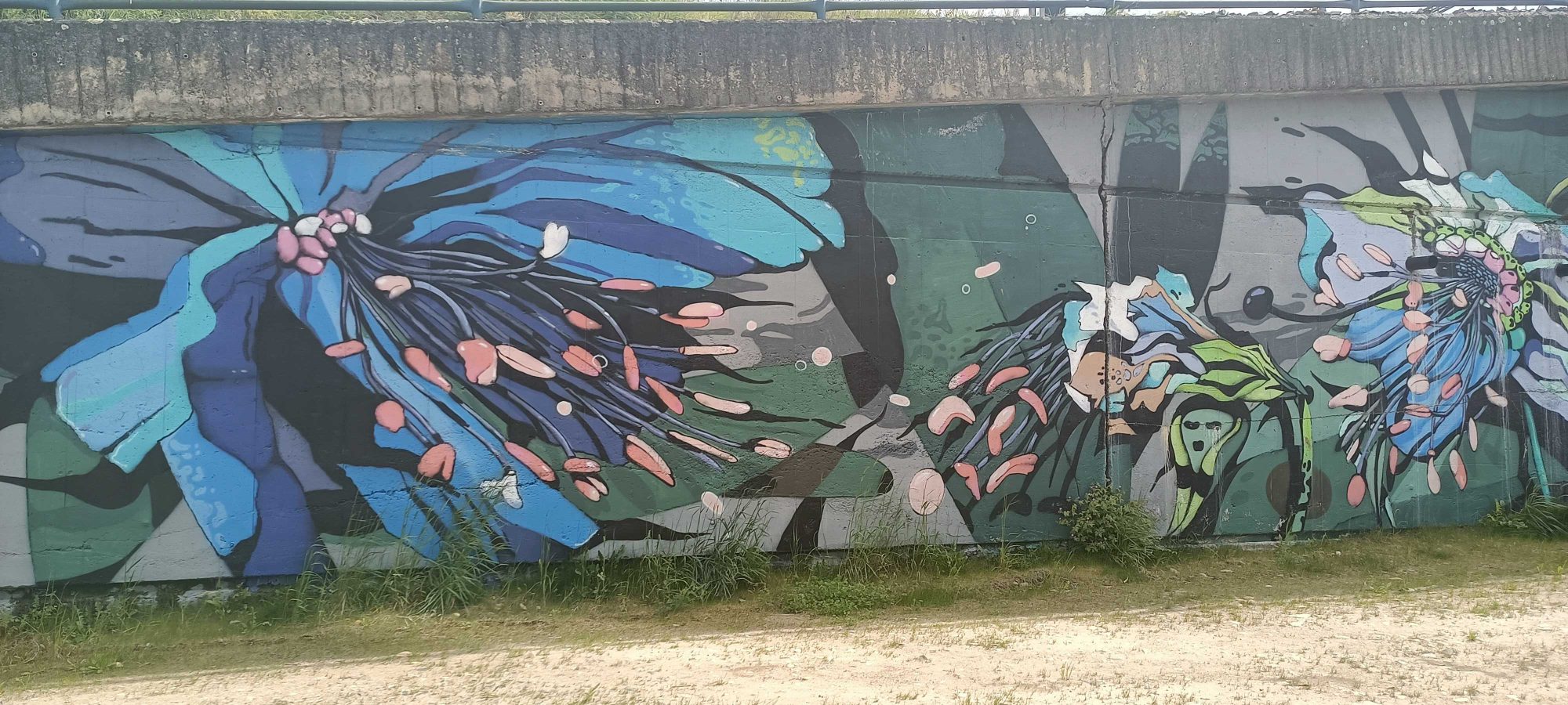 Dark Blue Floral Composition — Street art in Prague