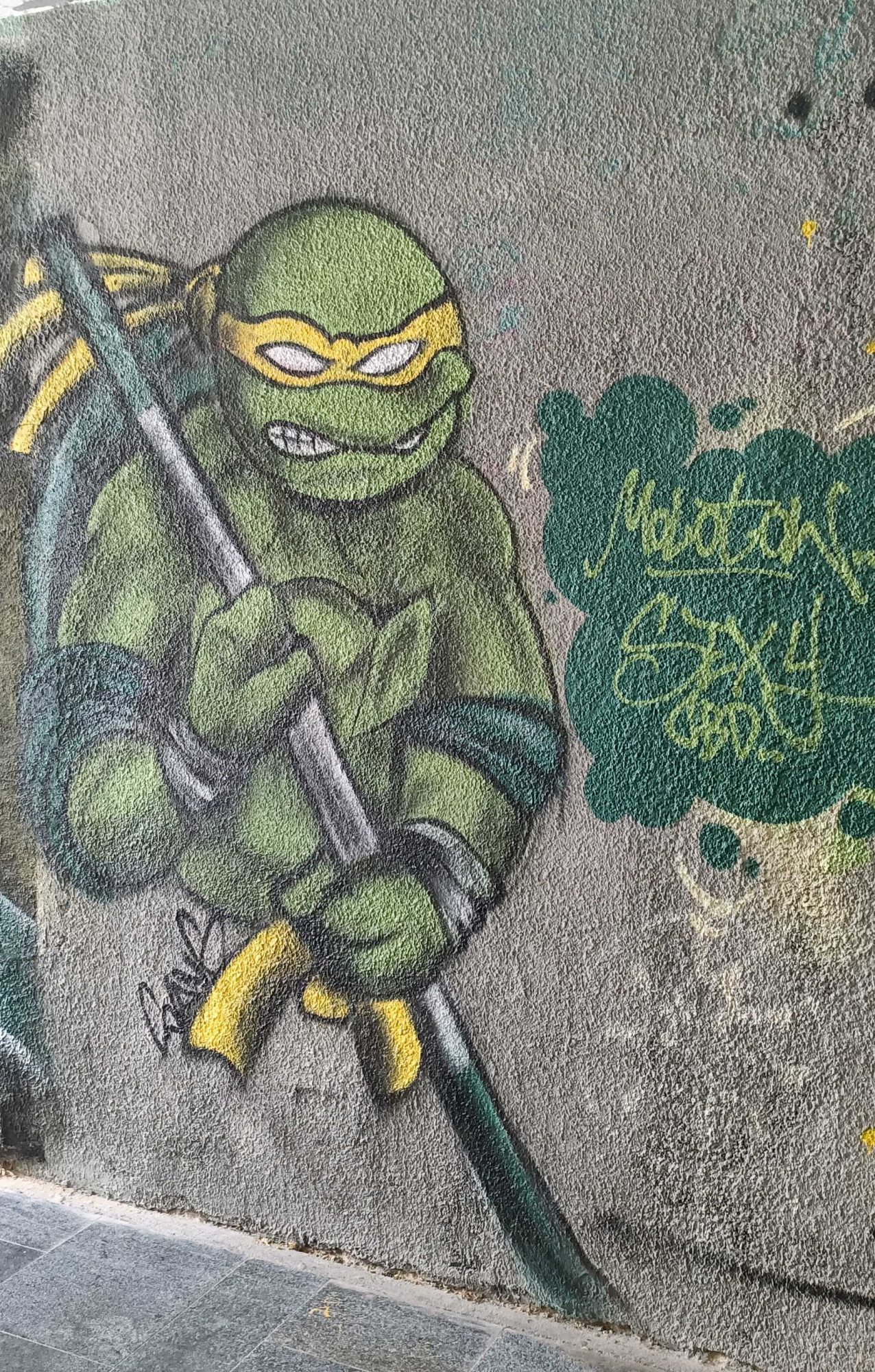 Ninja Turtle Michelangelo in Prague — Street art in Prague