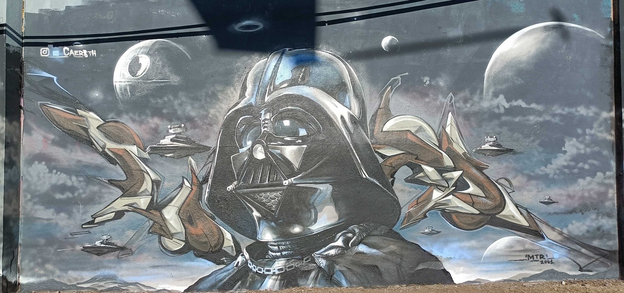 Darth Vader Death Star — Street art by Caer8th in Prague
