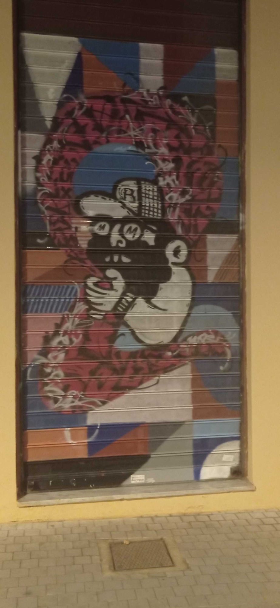 Cubist Monkey Portrait with Cap — Street art in Athina