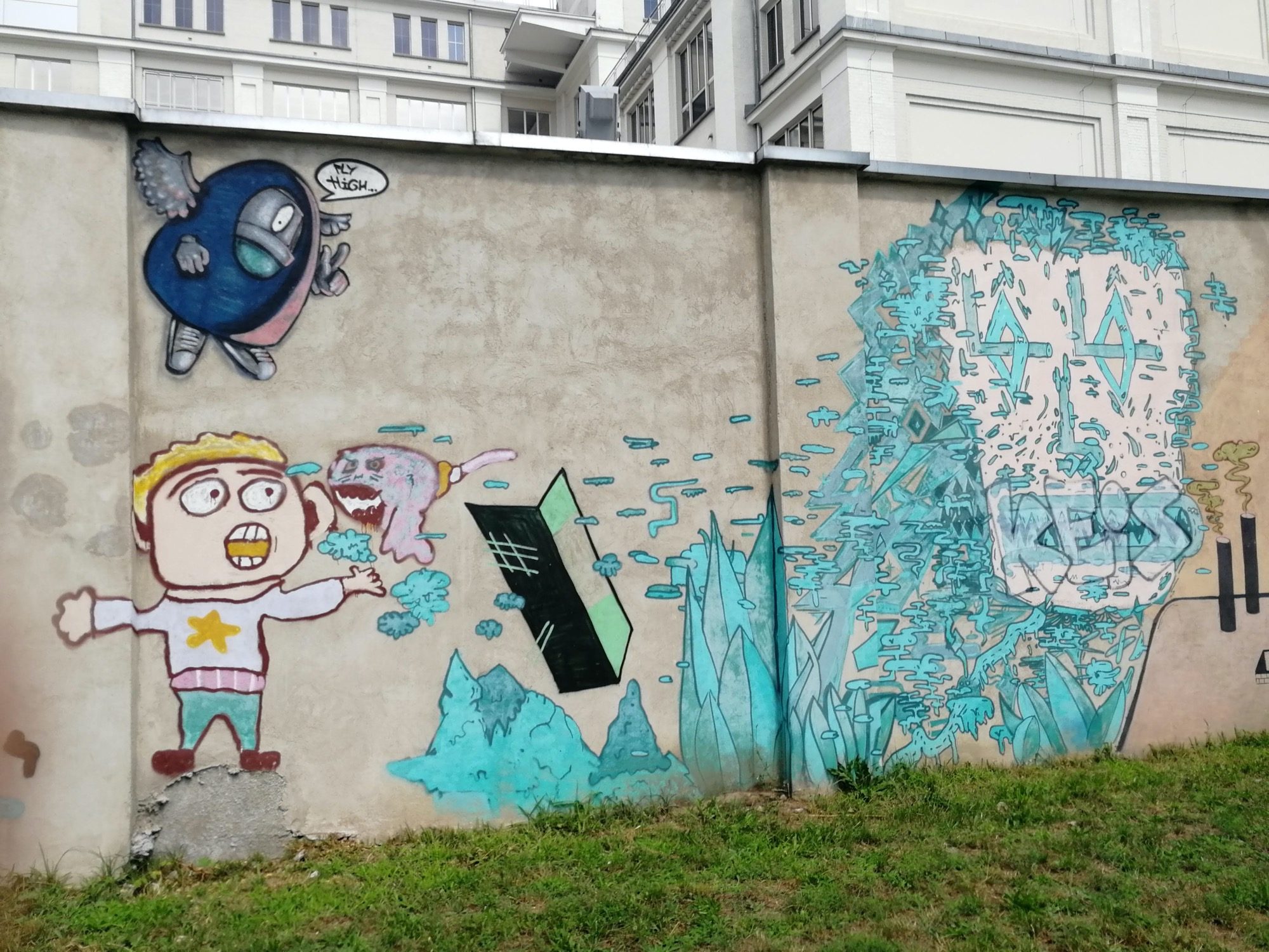 Warsaw surrealist characters — Street art in Warszawa