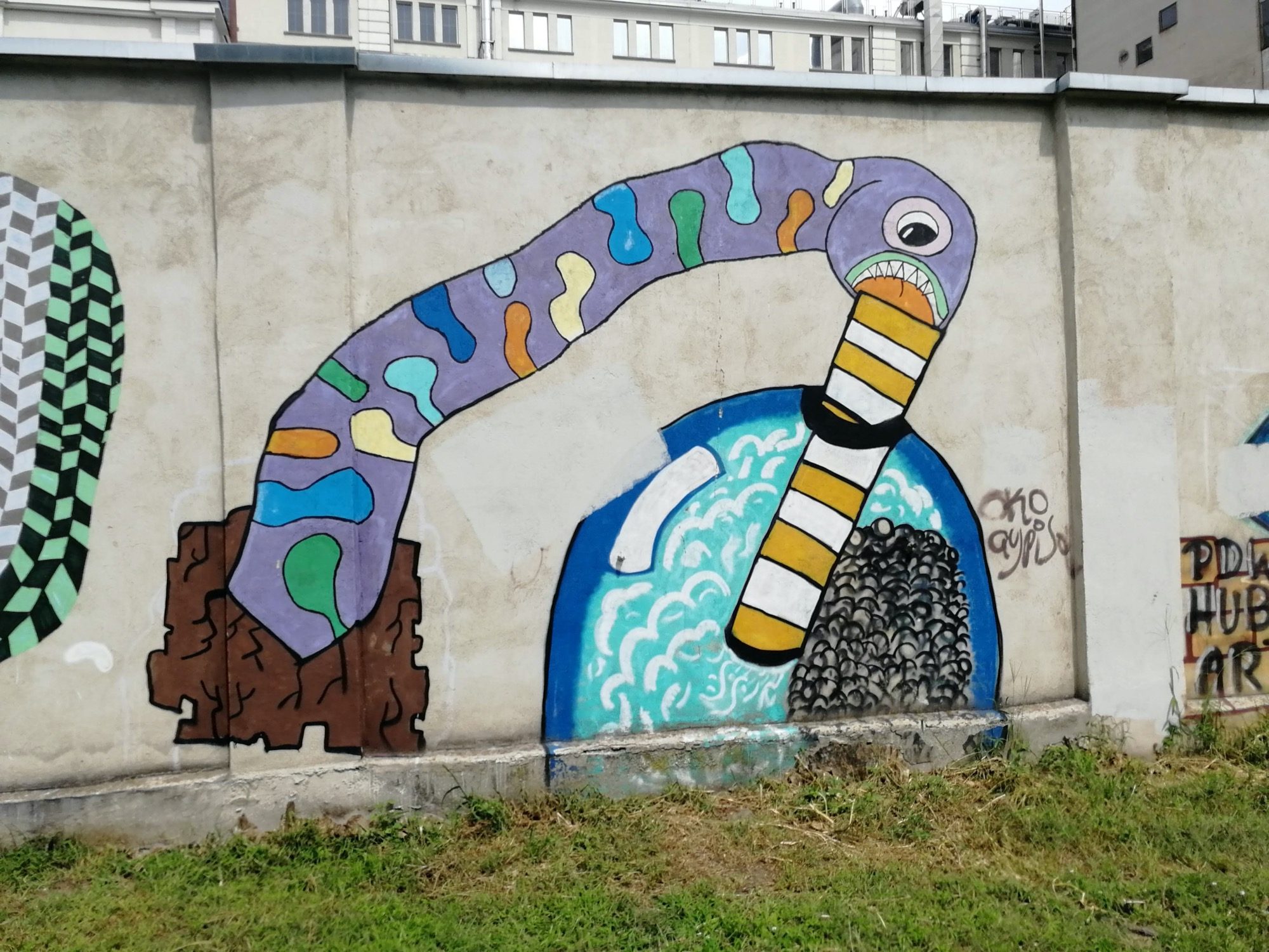 Urban cartoon scene — Street art in Warszawa