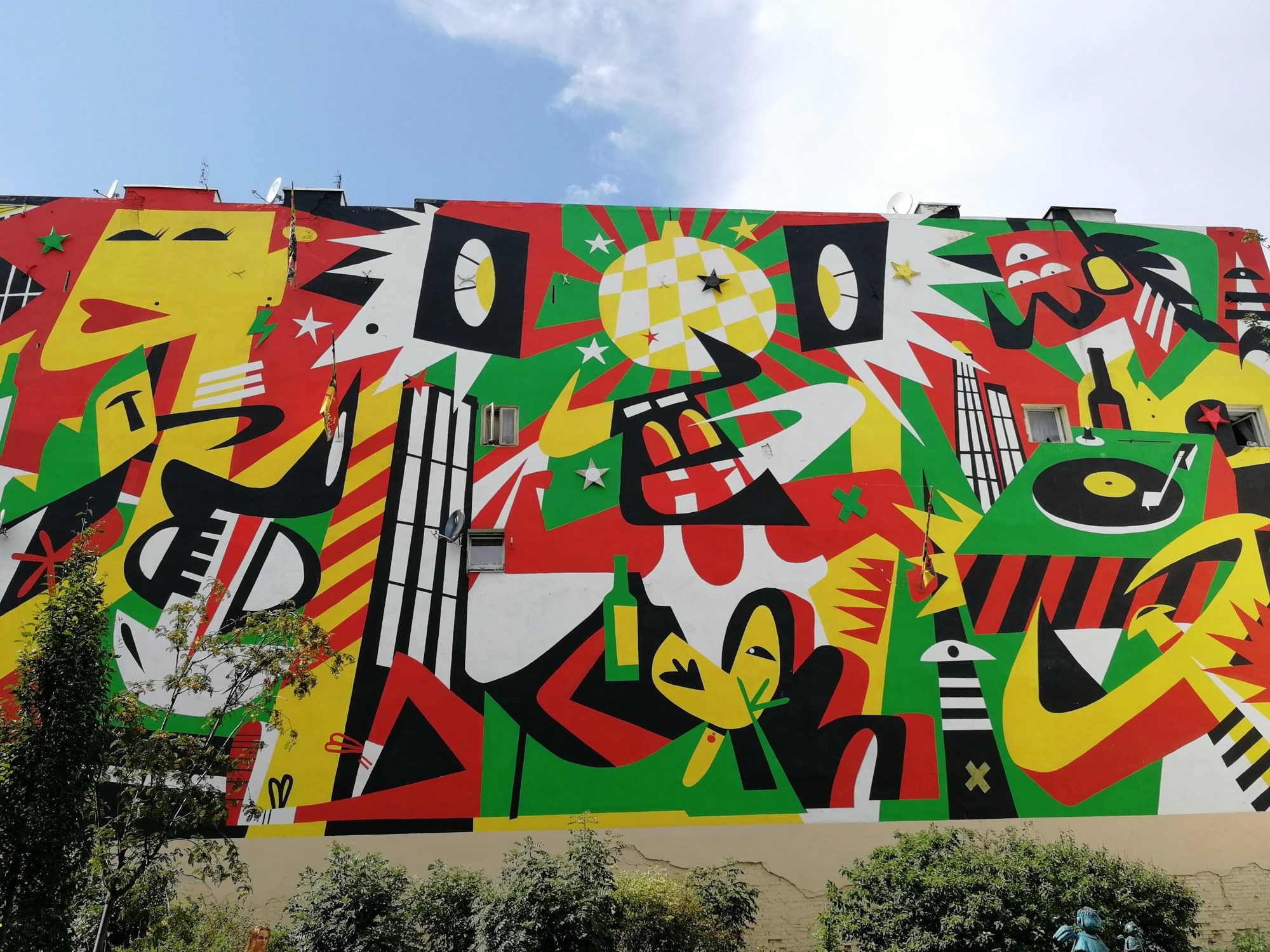 Surrealist mural under the bridge — Street art in Warszawa