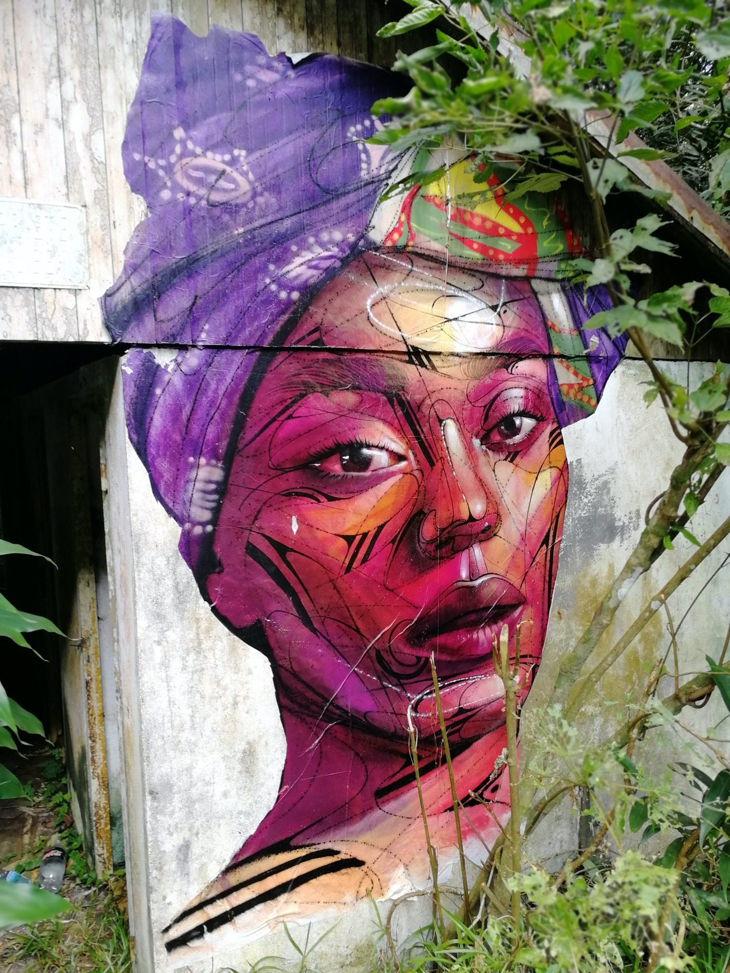 Portrait of a Reunionese woman by Hopare — Street art by Hopare in Saint-Joseph