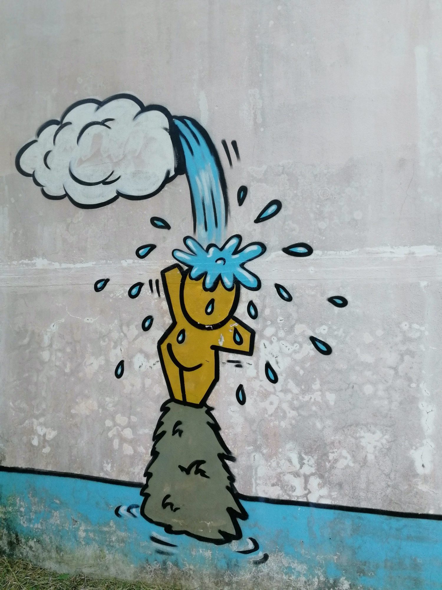 Gouzou under the waterfall — Street art by Jace in Saint-Joseph