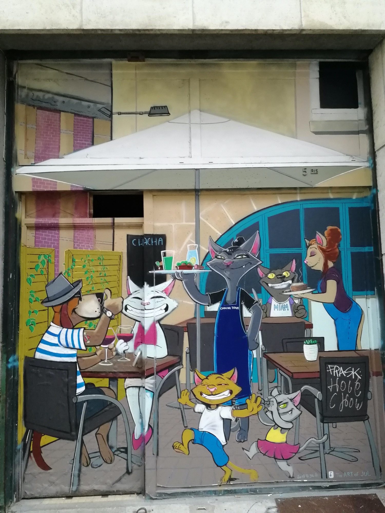 Chats au café, Nantes — Street art à Nantes