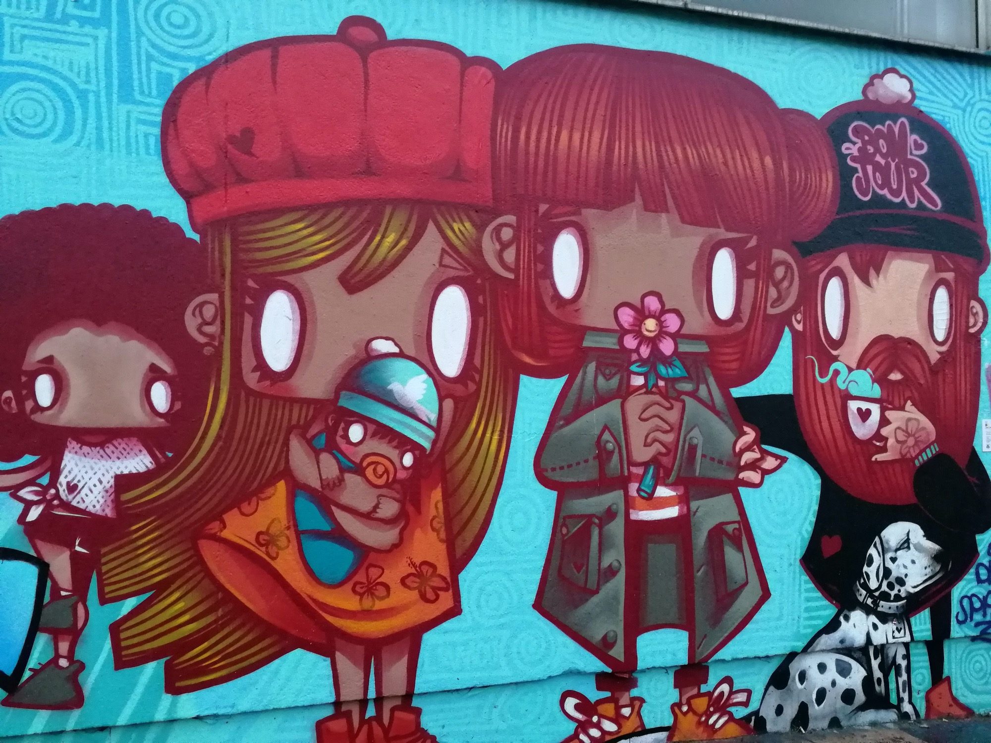 Cartoon Characters Family — Street art by Toys Daniel, Omik in Paris