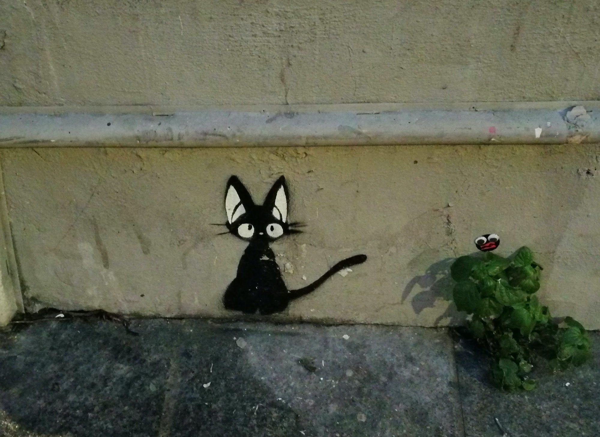 Jiji-Style Black Cat Stencil — Street art in Paris
