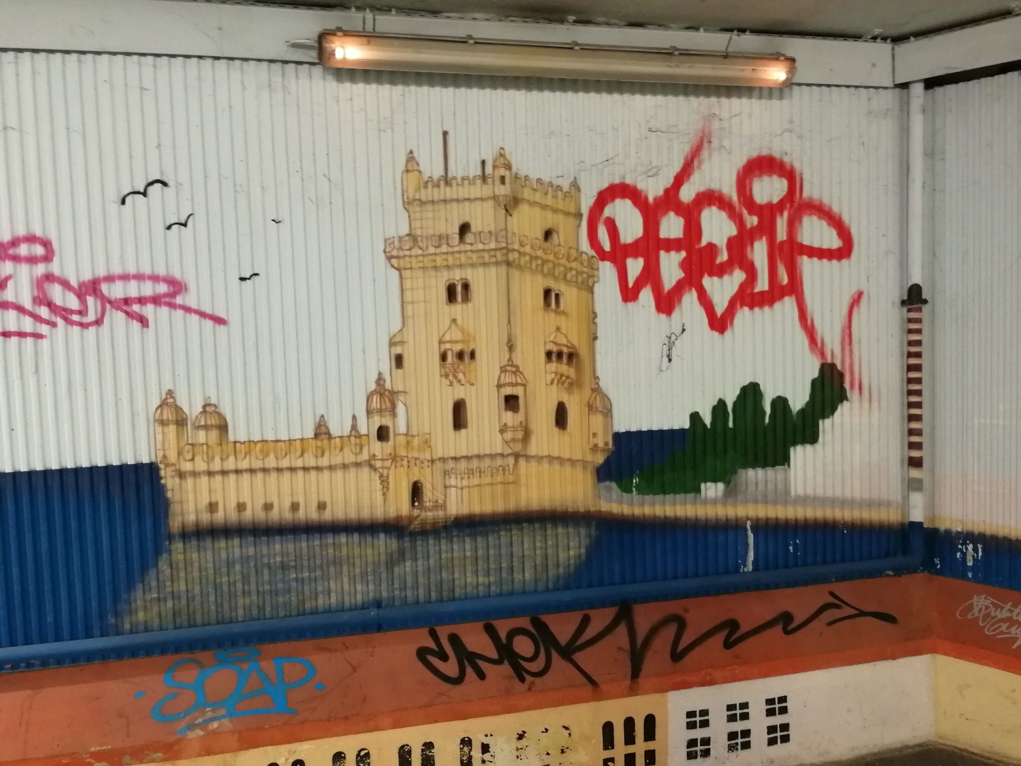 Tower of Belém Pillar Graffiti Lisbon — Street art in Lisboa