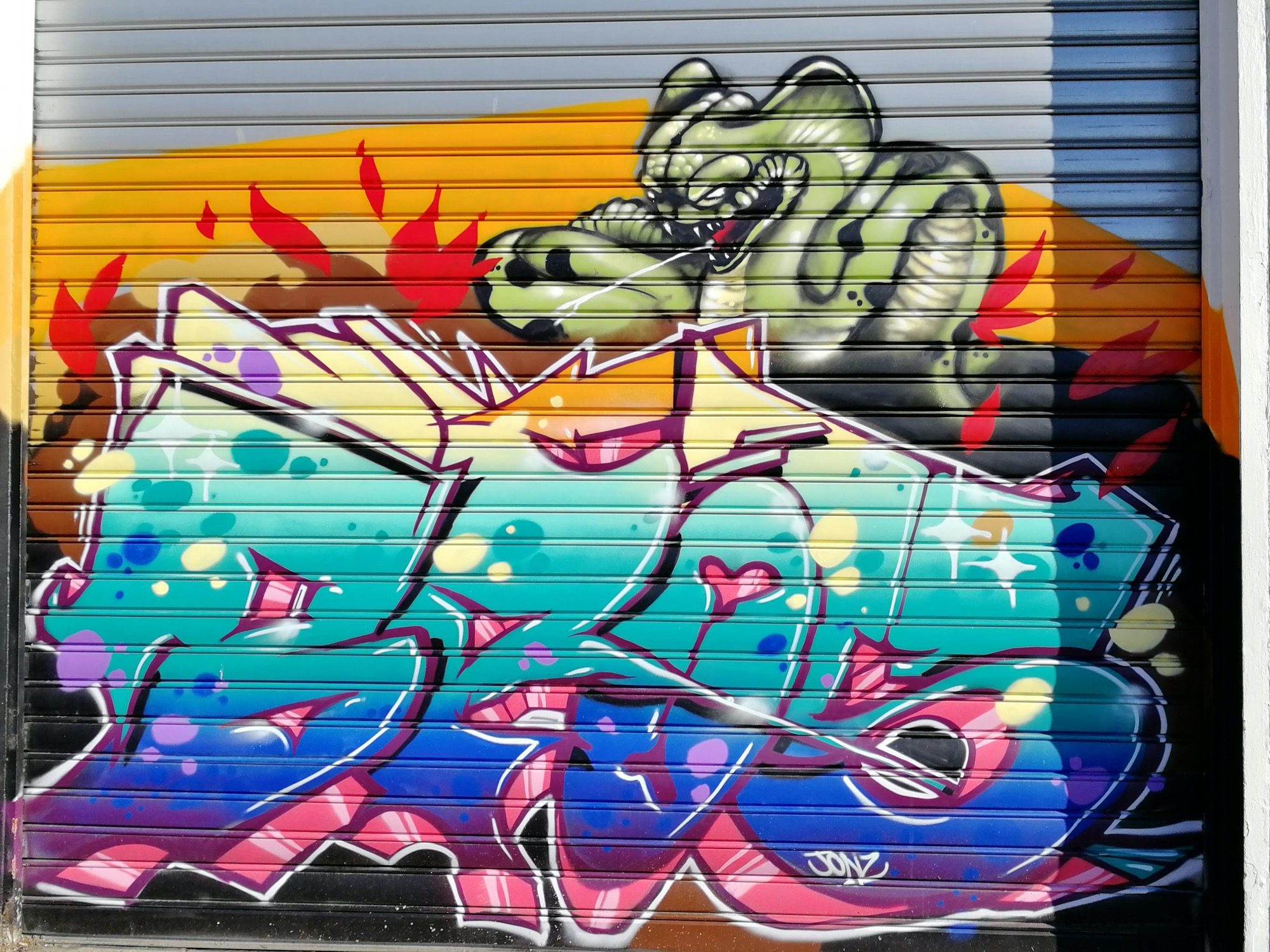 Dinosaure et Lettres Wildstyle — Street art à Bordeaux
