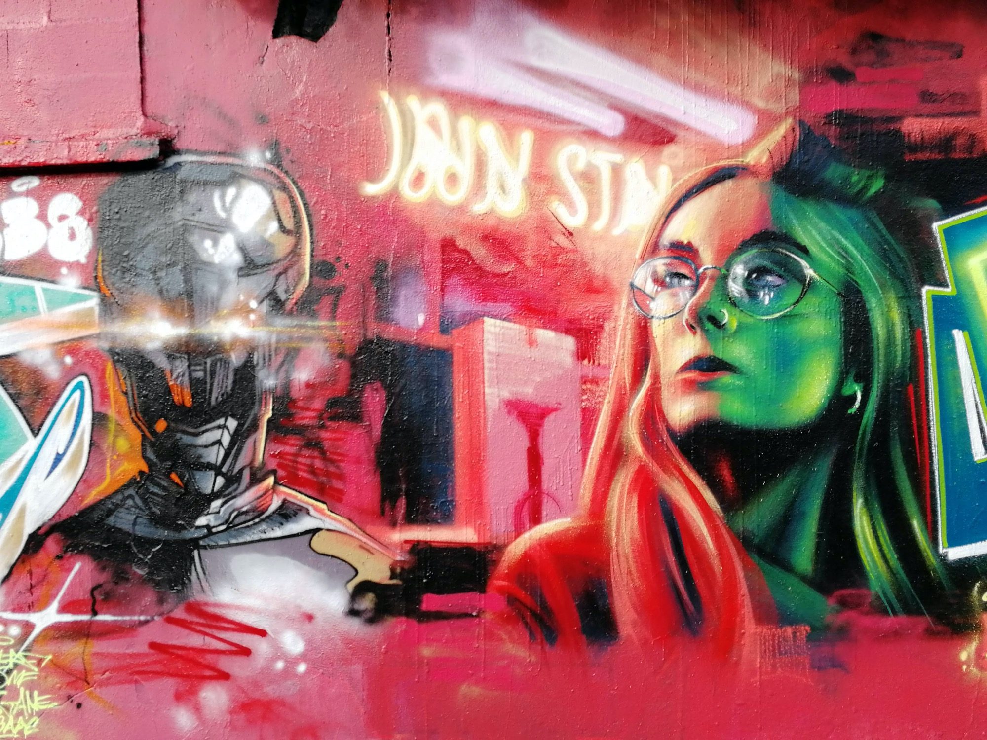 Cyberpunk Neon Duel, Nantes — Street art in Nantes