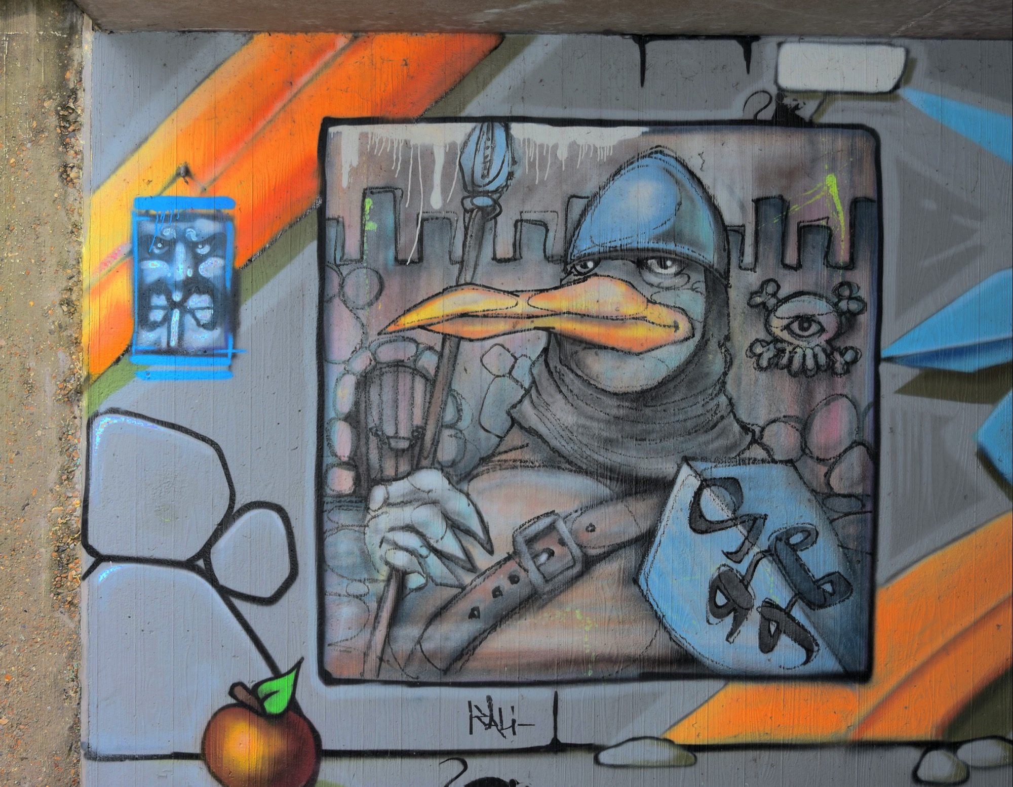 Armored Knight Penguin — Street art in Brugge