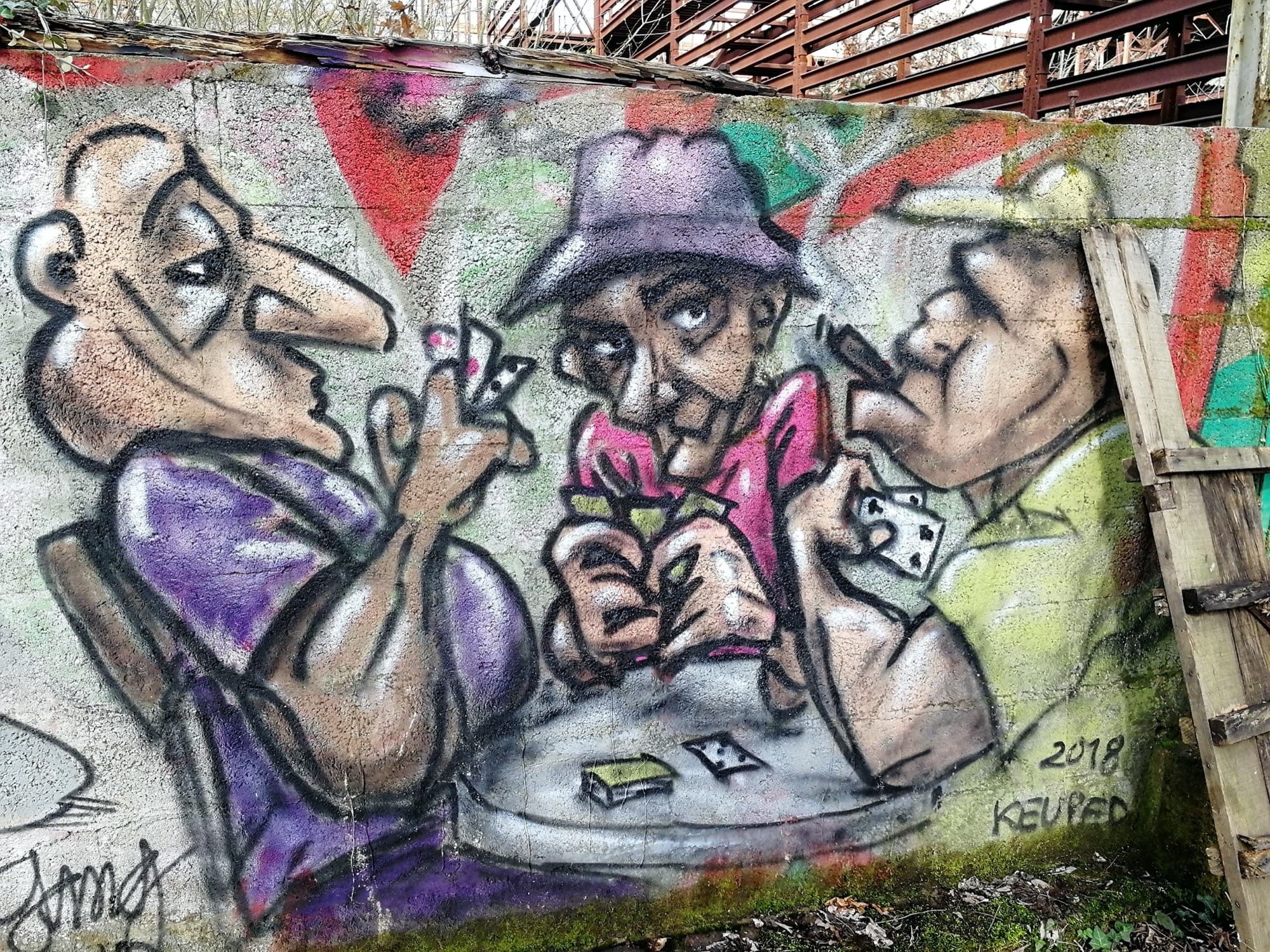 Graffiti wildstyle turquoise — Street art à Saint-Nicolas-de-Redon