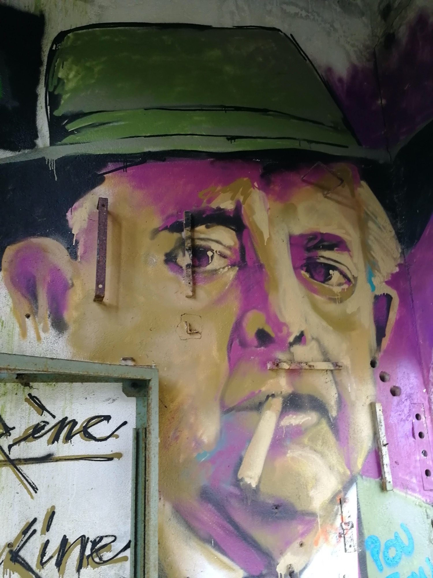 Man with Hat and Cigarette — Street art in Saint-Nicolas-de-Redon