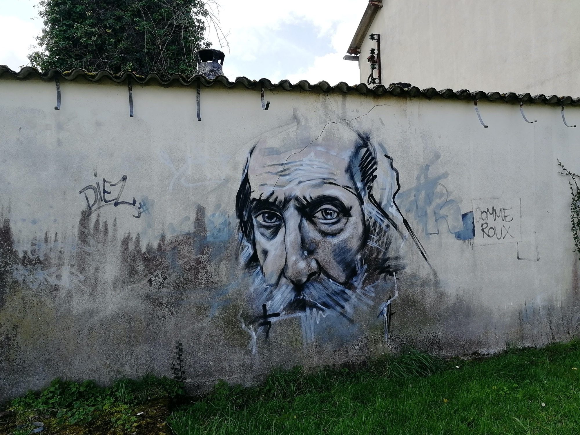 Portrait d'homme âgé expressionniste — Street art de Jef à Saint-Nicolas-de-Redon