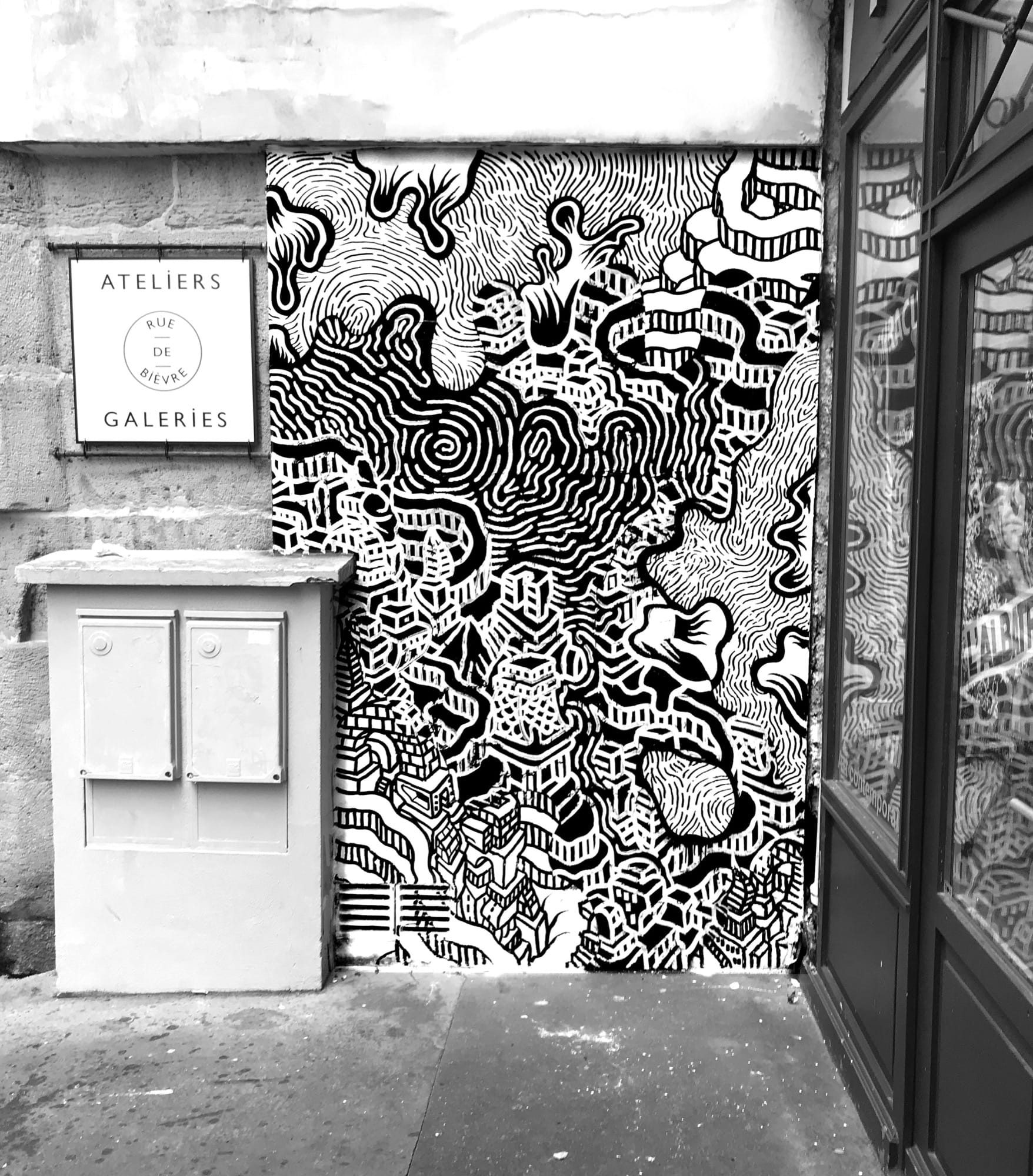 Homey - Shape of Opposition, Black and White — Street art by Homey, Shino in Paris