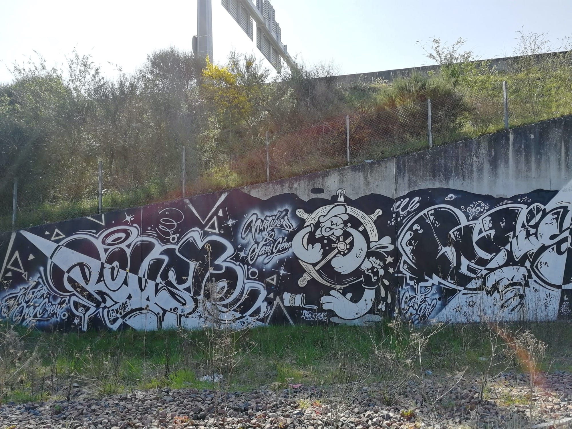 Popeye - Grande Fresque Noir et Blanc — Street art à Angers