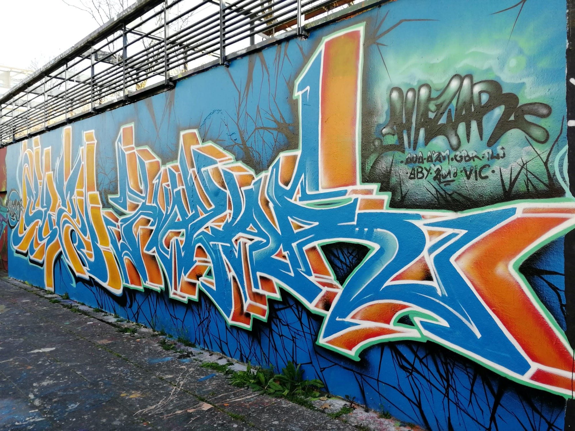 Blue and Orange Wildstyle by Hazar — Street art by Hazar in Angers
